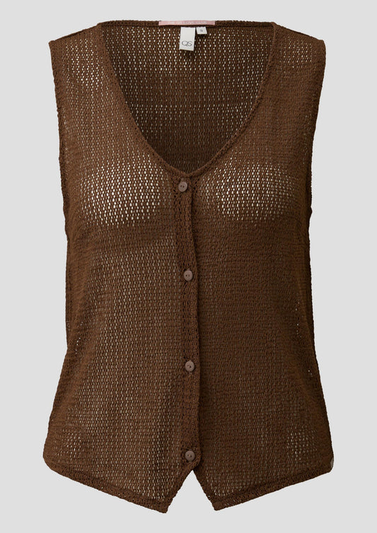 QS - Leicht transparente Shirt-Weste - Farbe: Dunkelbraun