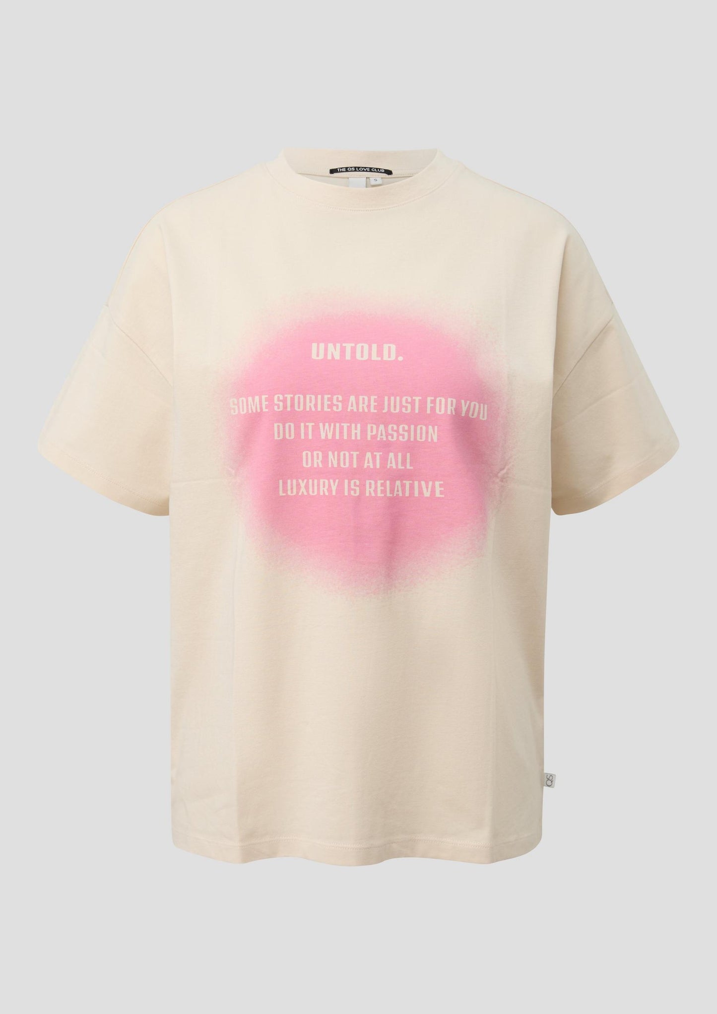 QS - Boyfriend-Shirt mit Frontprint - Farbe: Helles Sand