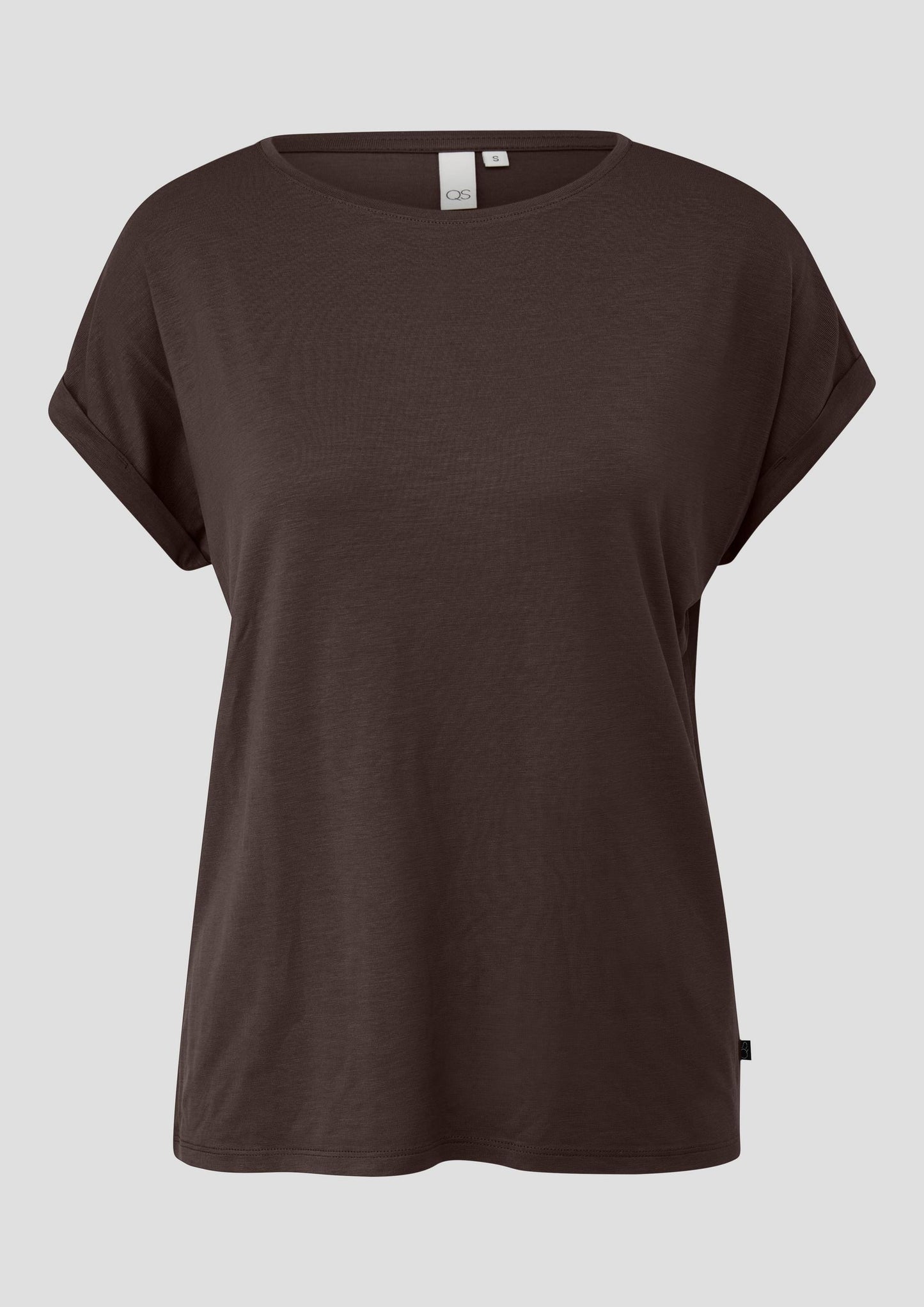 QS - T-Shirt aus Lyocellmix - Farbe: Dunkelbraun