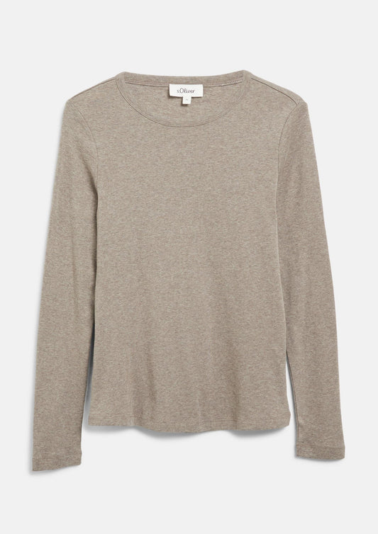s.Oliver - Longsleeve im Slim Fit - Farbe: Braun