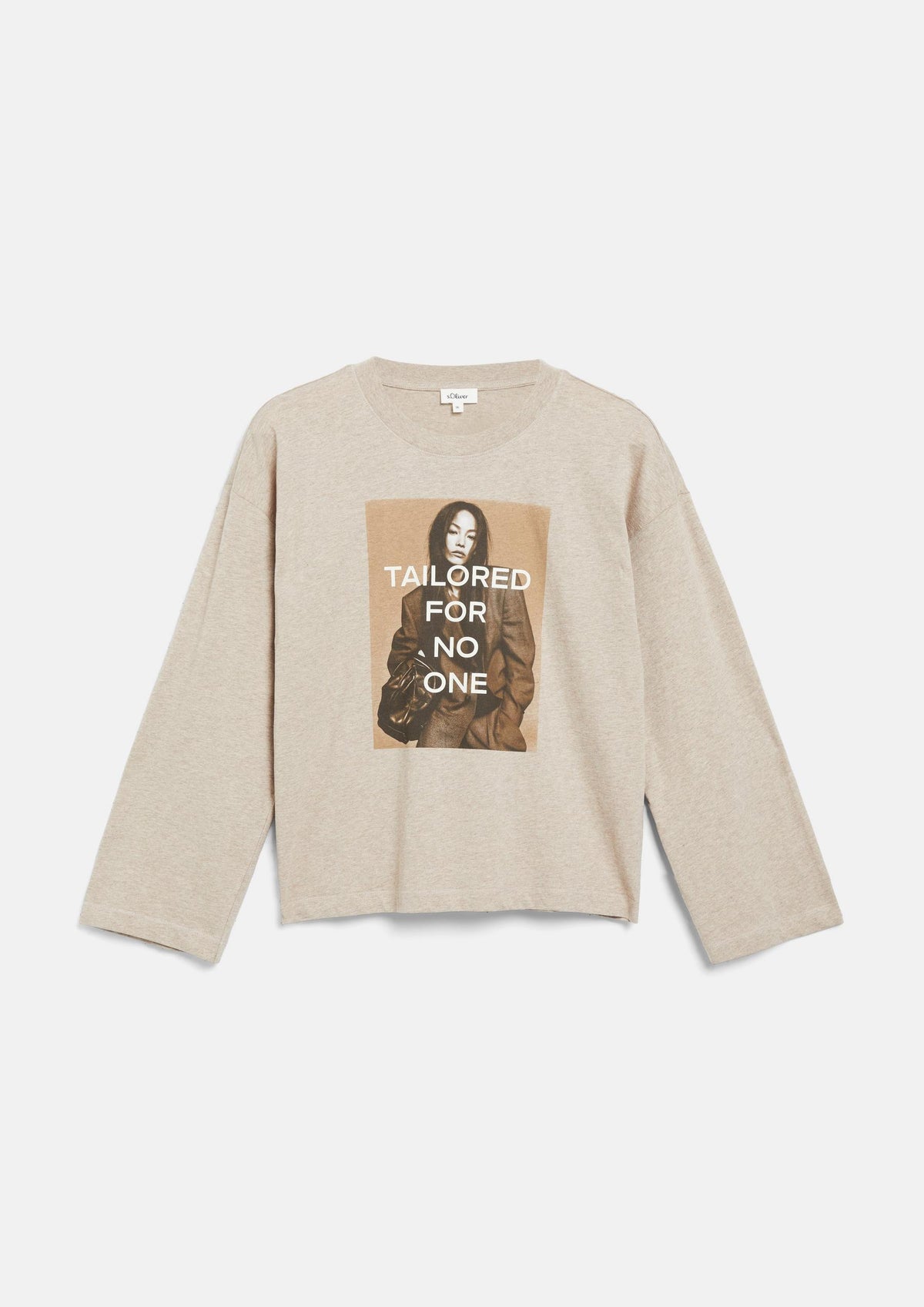 s.Oliver - T-Shirt mit Fotoprint und weitem Arm - Farbe: Hellbraun