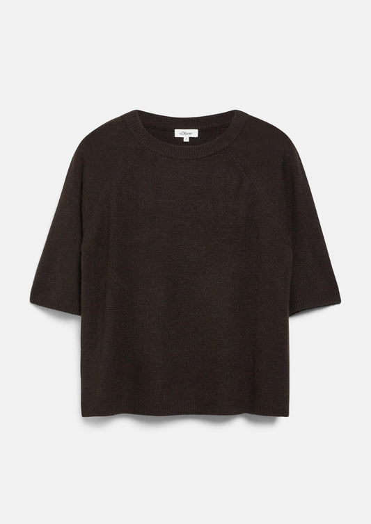 s.Oliver - Strickpullover im Relaxed Fit aus Alpakamix - Farbe: Dunkelbraun