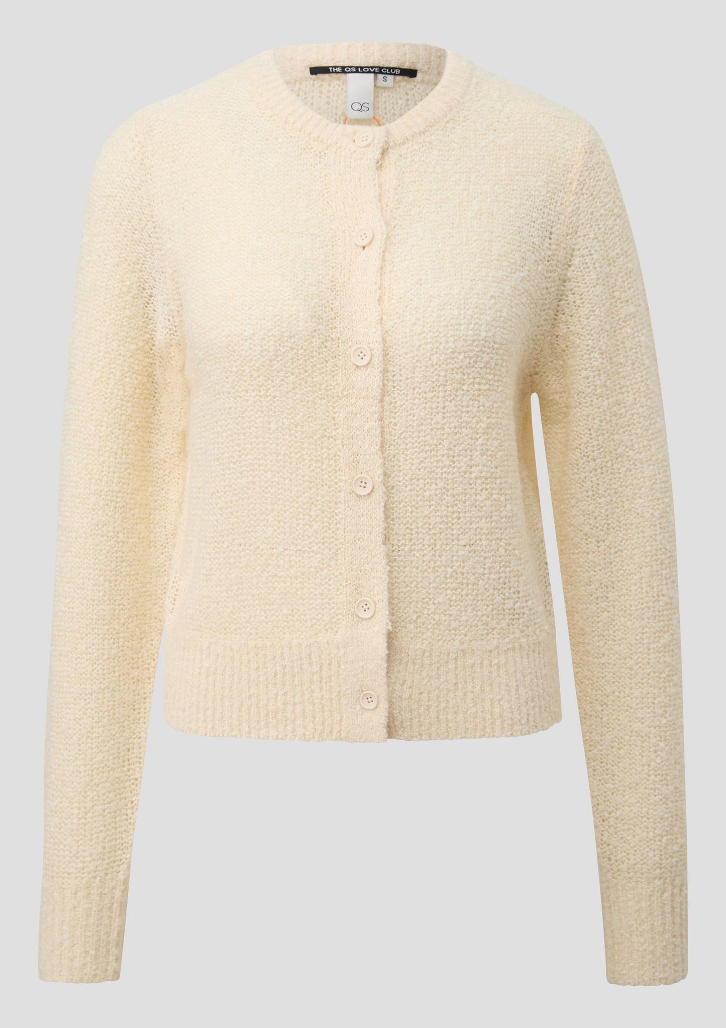 QS - Strickjacke in Bouclé-Optik - Farbe: Creme