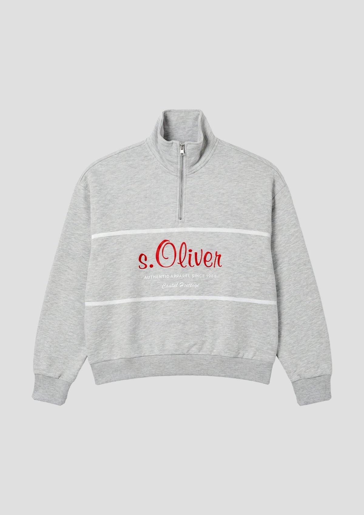s.Oliver - Troyer-Sweatshirt mit Logo - Farbe: Grau Meliert