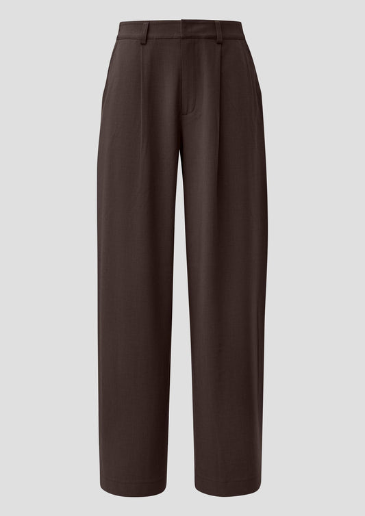 QS - Bundfaltenhose | - Farbe: Dunkelbraun