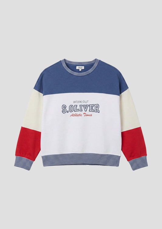 s.Oliver - Colourblock-Sweatshirt mit Logo - Farbe: Royalblau