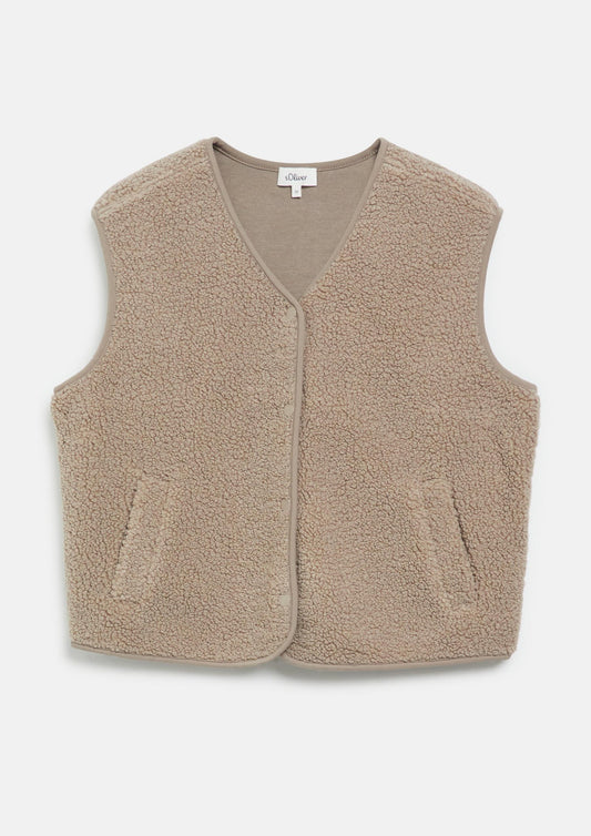 s.Oliver - Teddy-Weste im Relaxed Fit - Farbe: Sandfarben