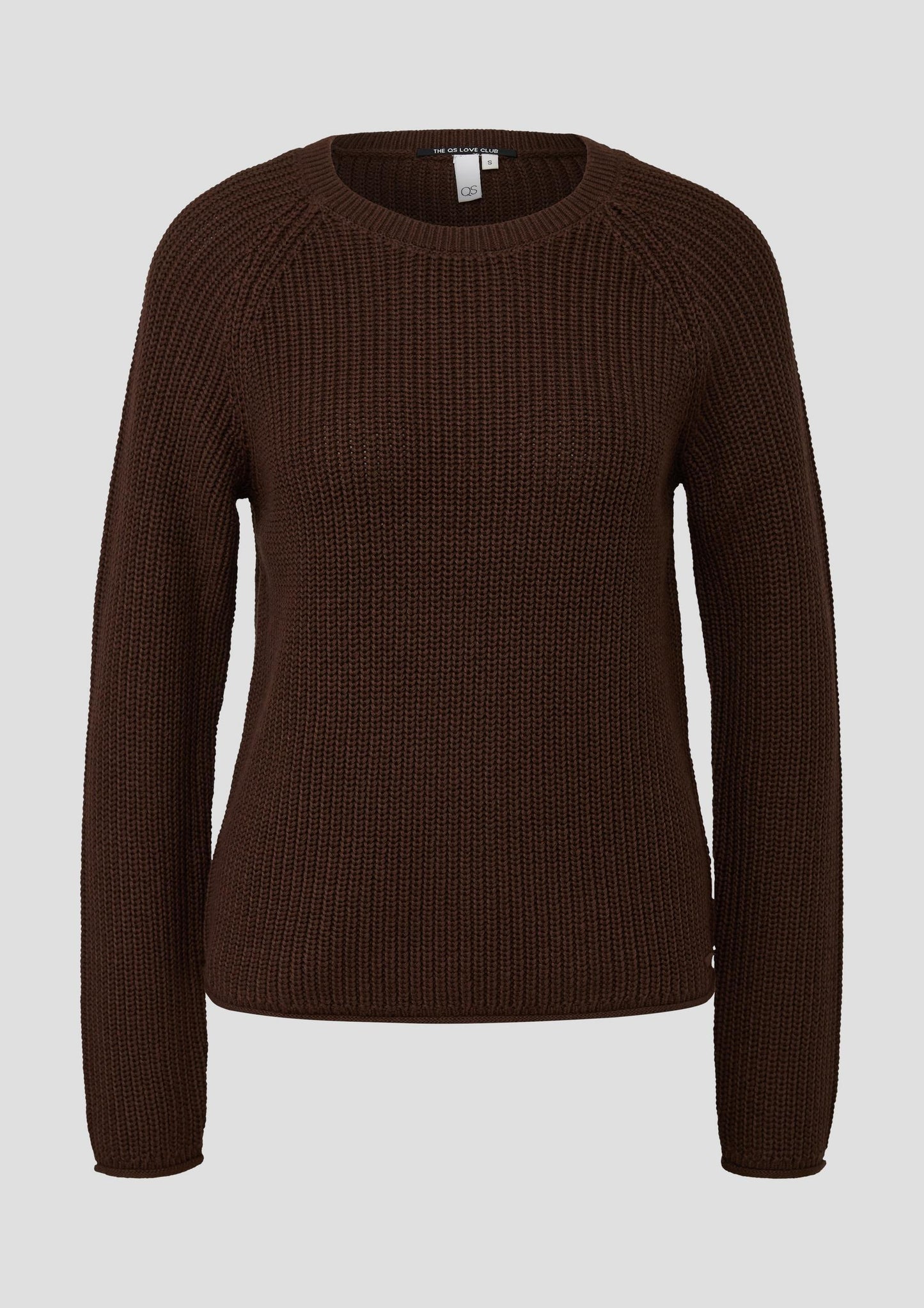 QS - Pullover mit Rippstruktur und Rollkanten - Farbe: Dunkelbraun
