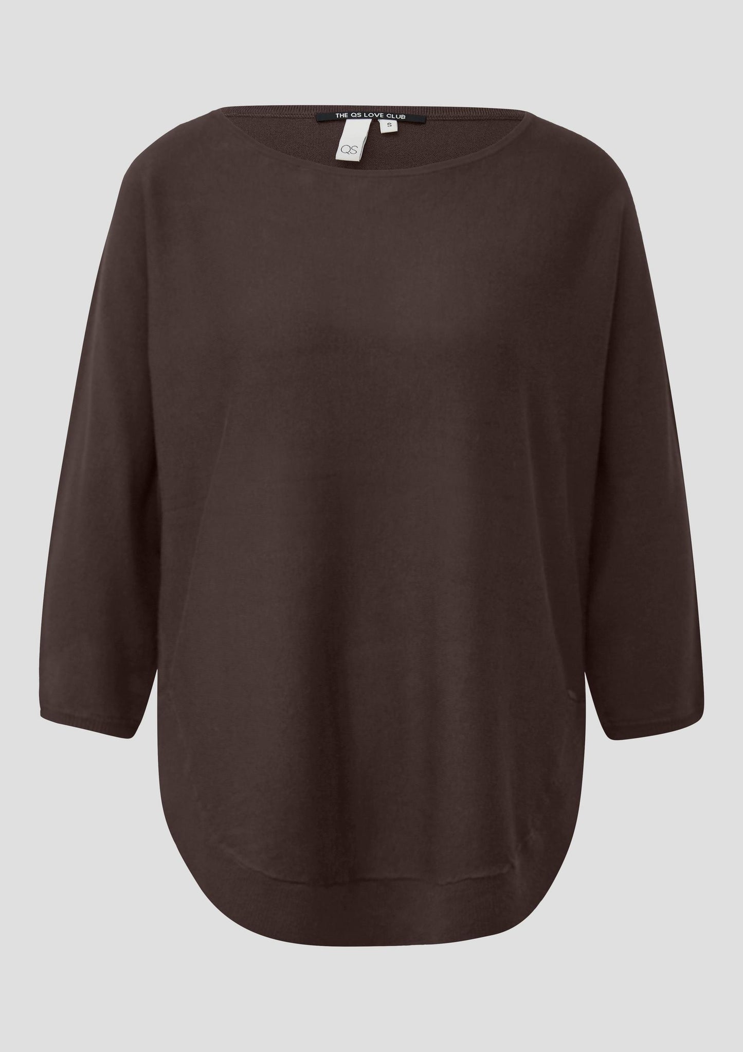 QS - Viskosemix-Pullover mit Fledermausärmeln - Farbe: Dunkelbraun