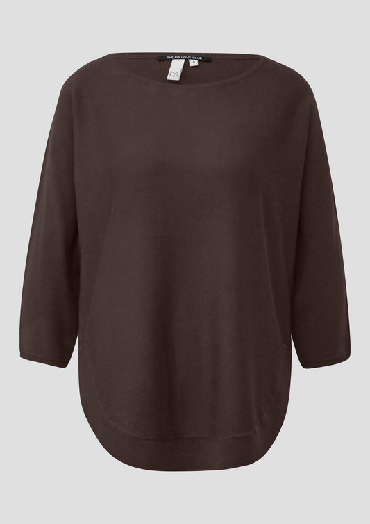 QS - Viskosemix-Pullover mit Fledermausärmeln - Farbe: Dunkelbraun