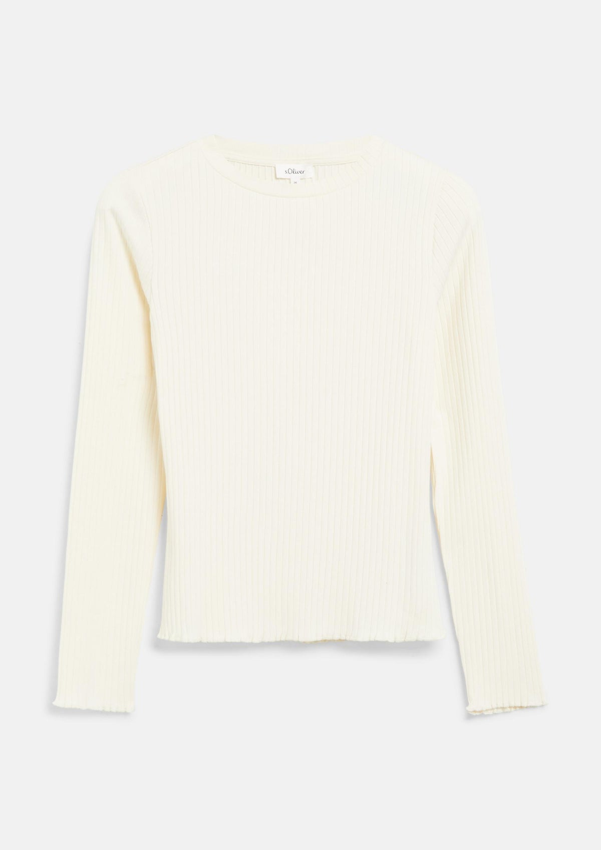 s.Oliver - Geripptes T-Shirt im Slim Fit - Farbe: Creme