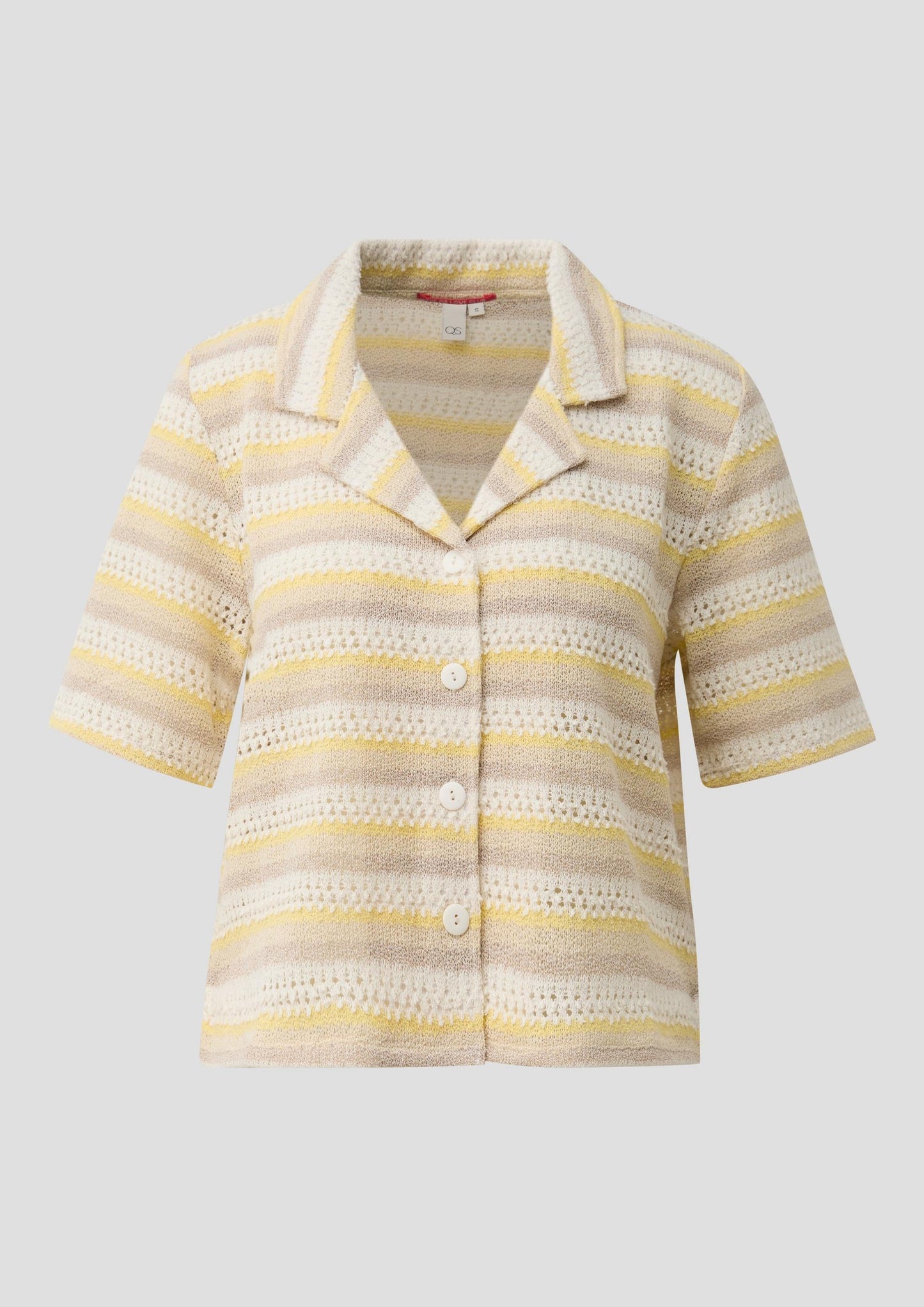 QS - Strickshirt mit Ajourmuster - Farbe: Helles Zitrone