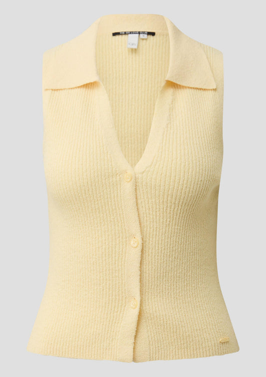 QS - Stricktop mit Polokragen - Farbe: Hellgelb