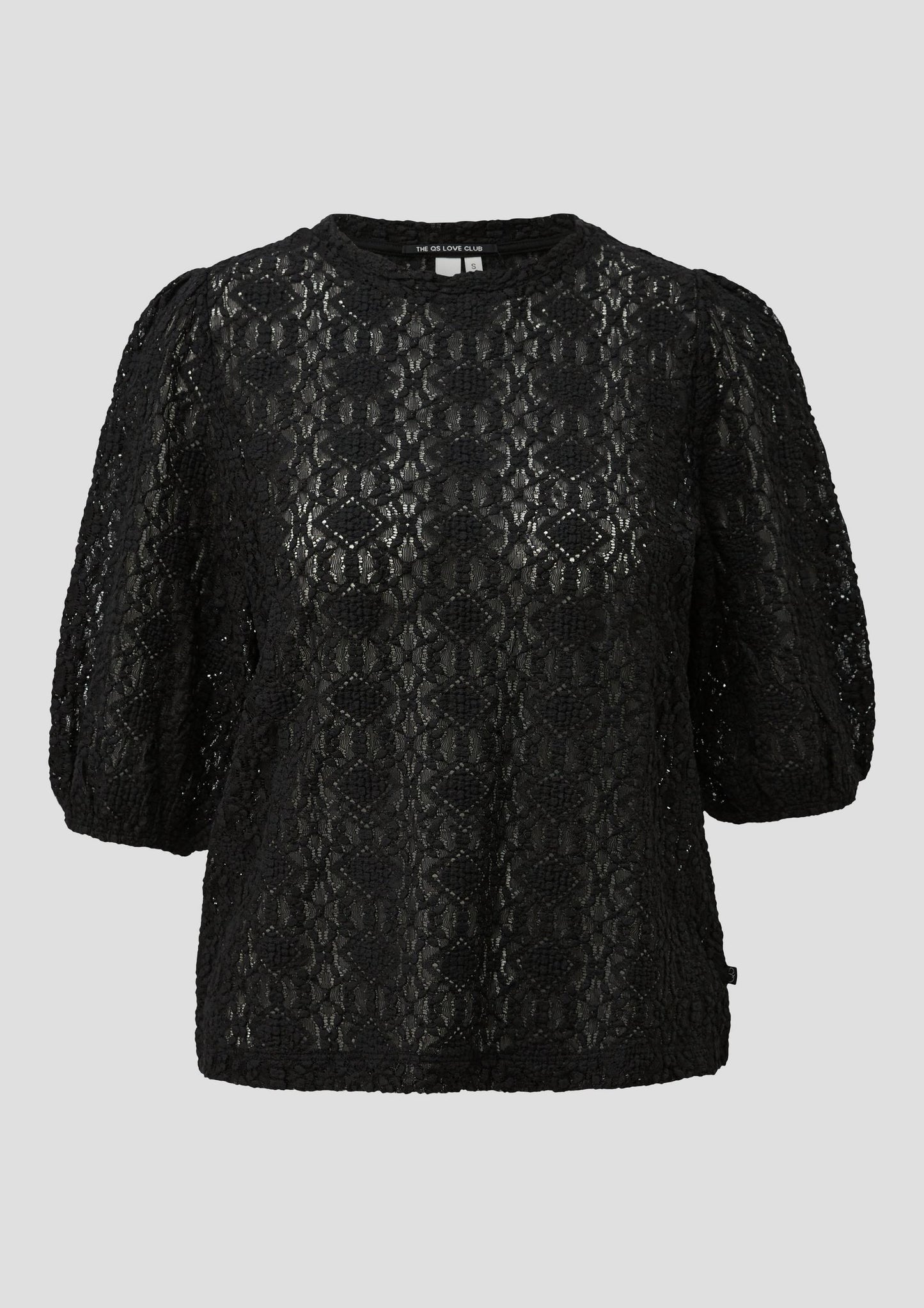 QS - Leicht transparentes Shirt aus elastischer Spitze - Farbe: Schwarz