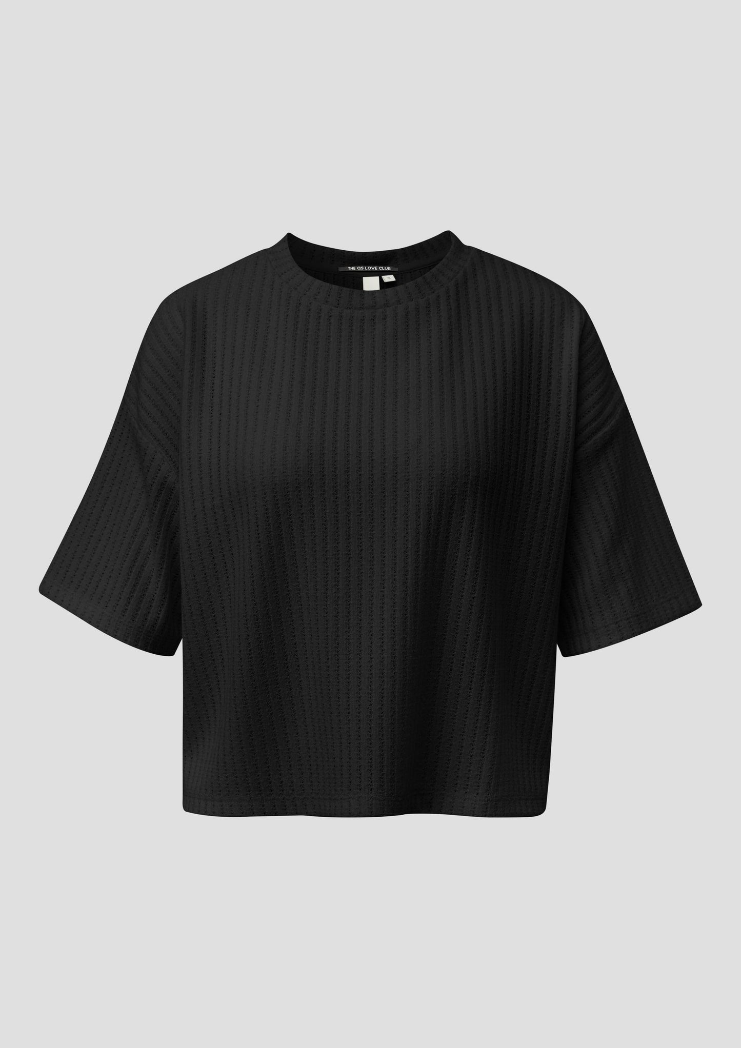 QS - Boxy Shirt mit Strickstruktur - Farbe: Schwarz