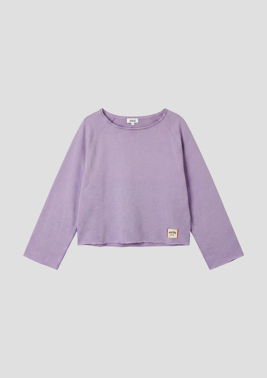 s.Oliver - Off Shoulder-Sweatshirt mit Logopatch - Farbe: Flieder
