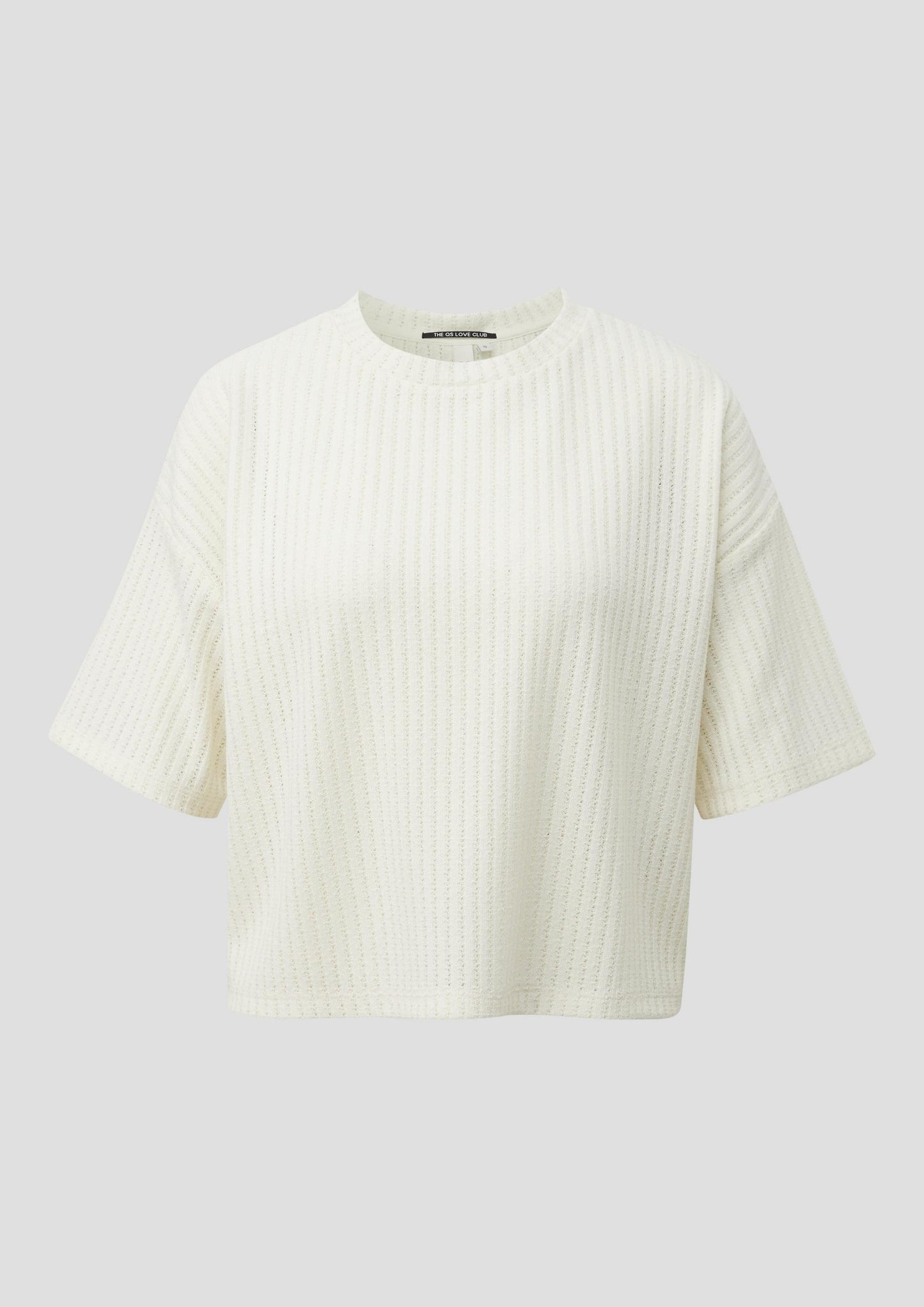 QS - Boxy Shirt mit Strickstruktur - Farbe: Creme