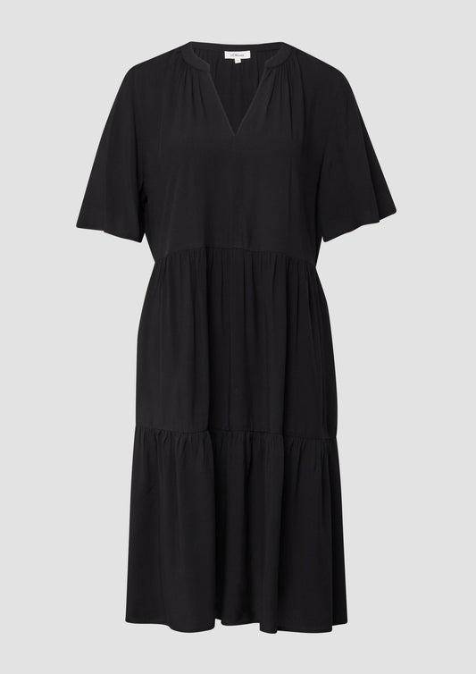 s.Oliver - Kurzes Viskose-Kleid mit Raffungen - Farbe: Schwarz