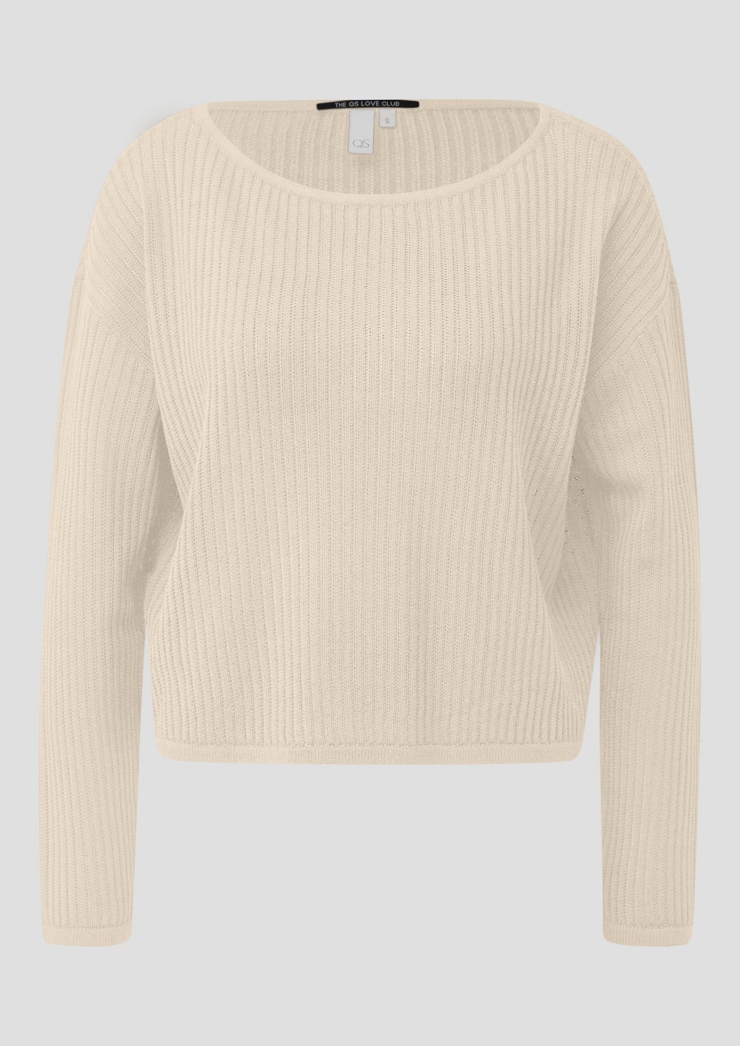 QS - Boxy Strickpullover in Ajouroptik - Farbe: Beige
