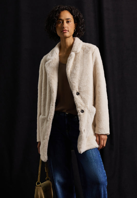 Street One Fake Fur Mantel - Farbe: pastel sand
