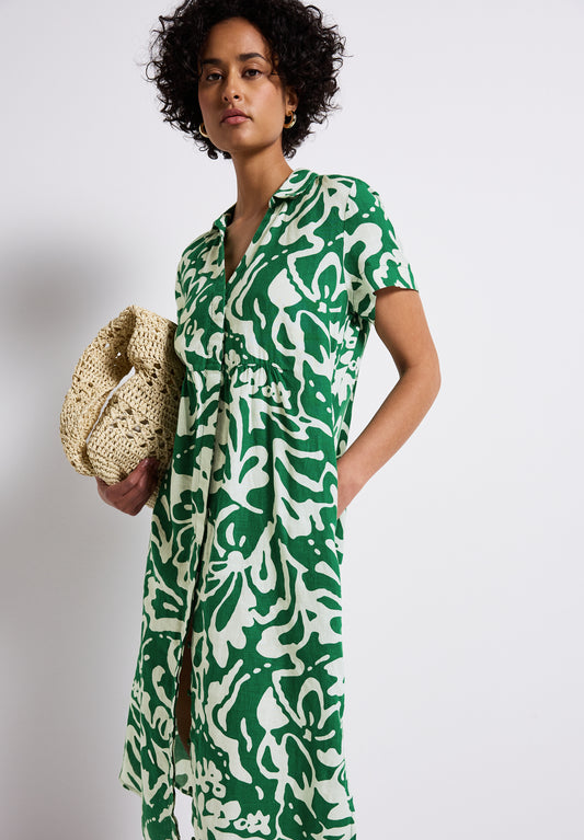 Street One Gemustertes Kleid Leinenkleid - Farbe: glowing green