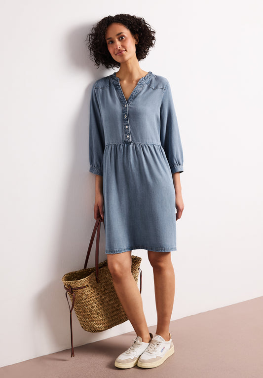 Street One - Knielanges Kleid im Denim-Look - Farbe: Light Blue soft wash