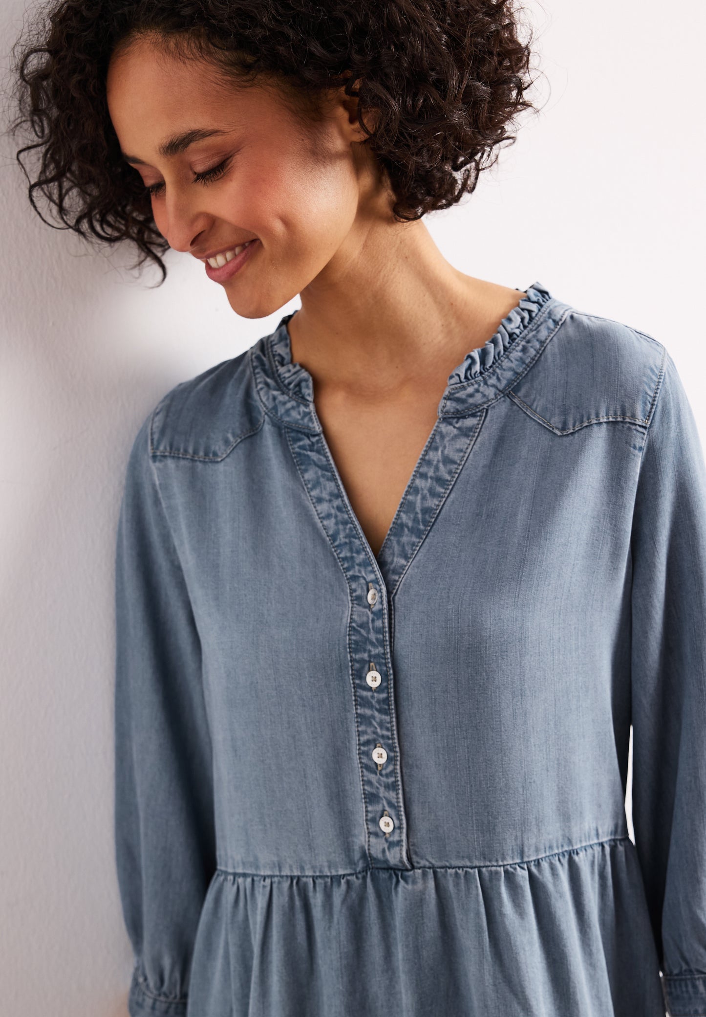 Street One - Knielanges Kleid im Denim-Look - Farbe: Light Blue soft wash