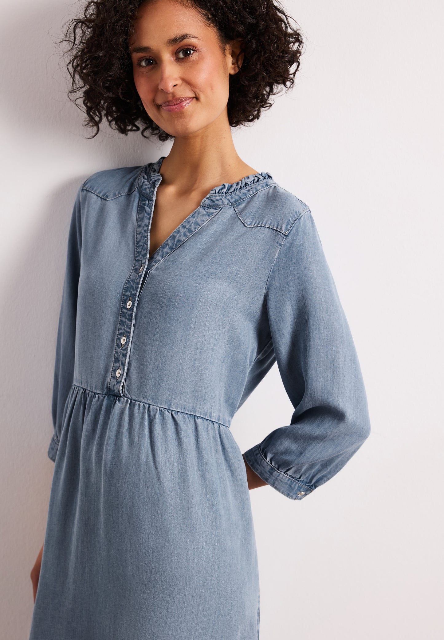 Street One - Knielanges Kleid im Denim-Look - Farbe: Light Blue soft wash