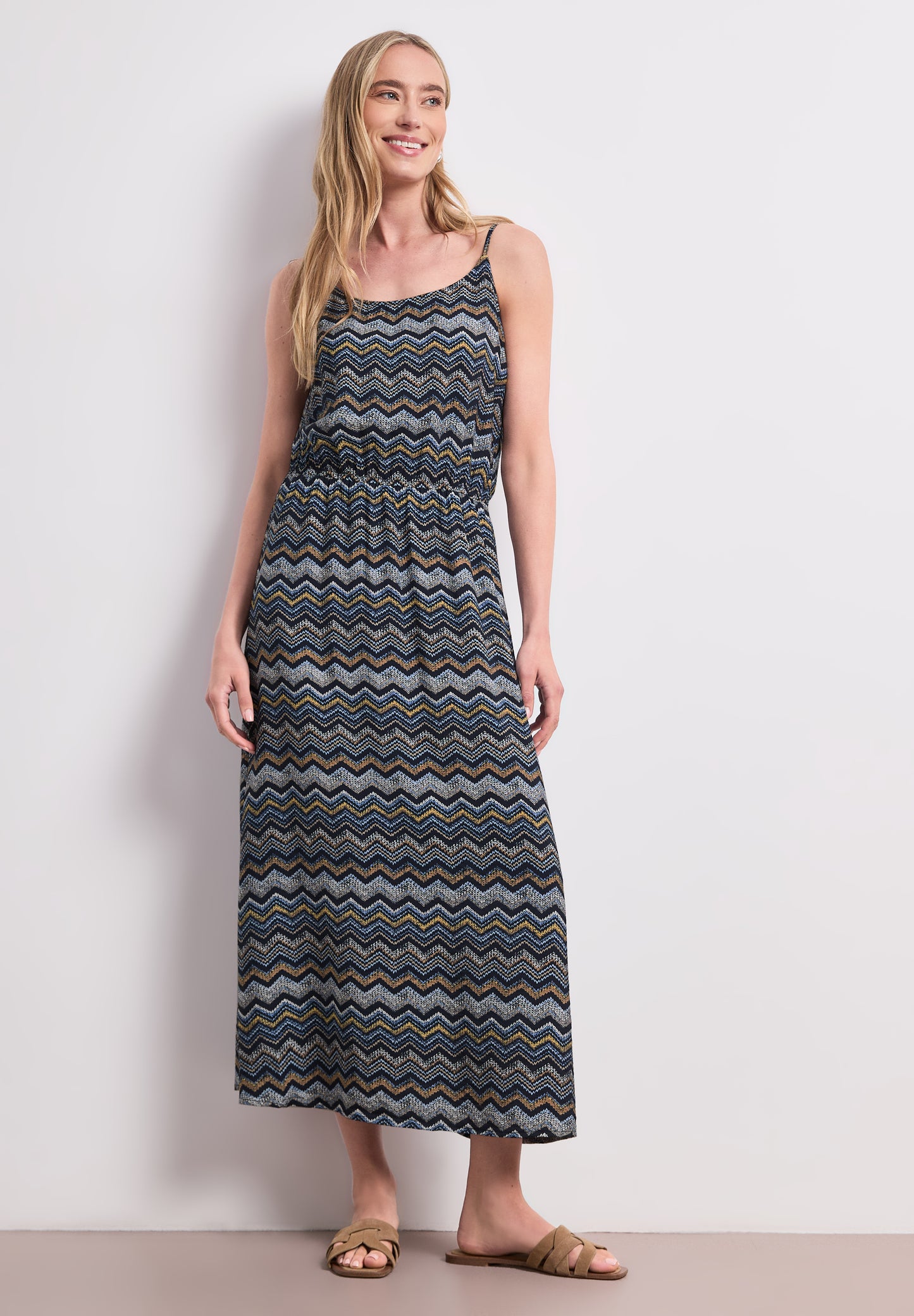 Street One - Midi-Kleid mit Zick-Zack-Muster - Farbe: frozen wave
