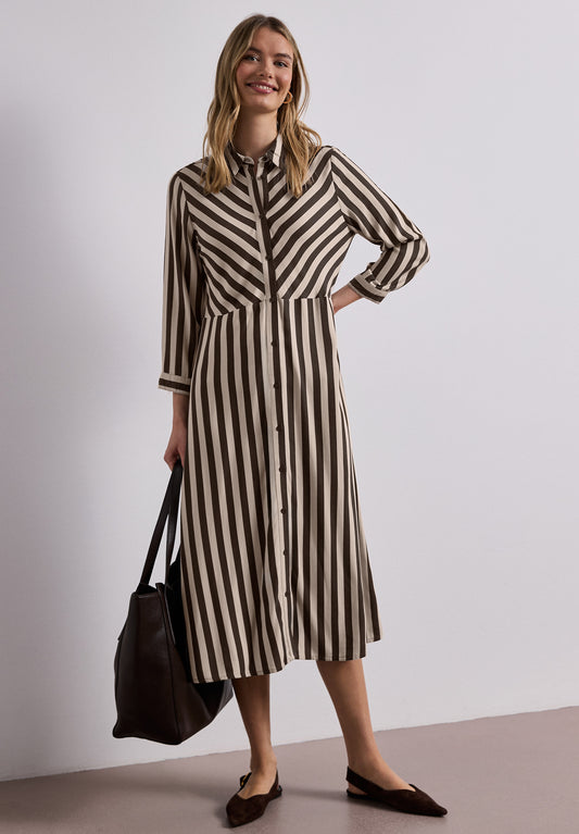 Street One - Midi-Kleid mit durchgehender Knopfleiste - Farbe: clay sand