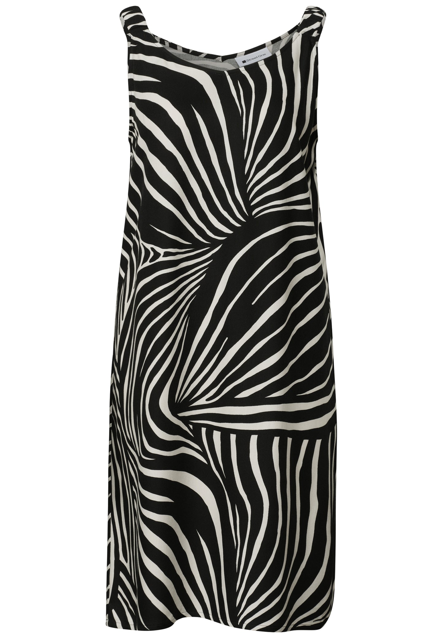 Street One - Knielanges Kleid mit gerafften Trägern - Farbe: Black