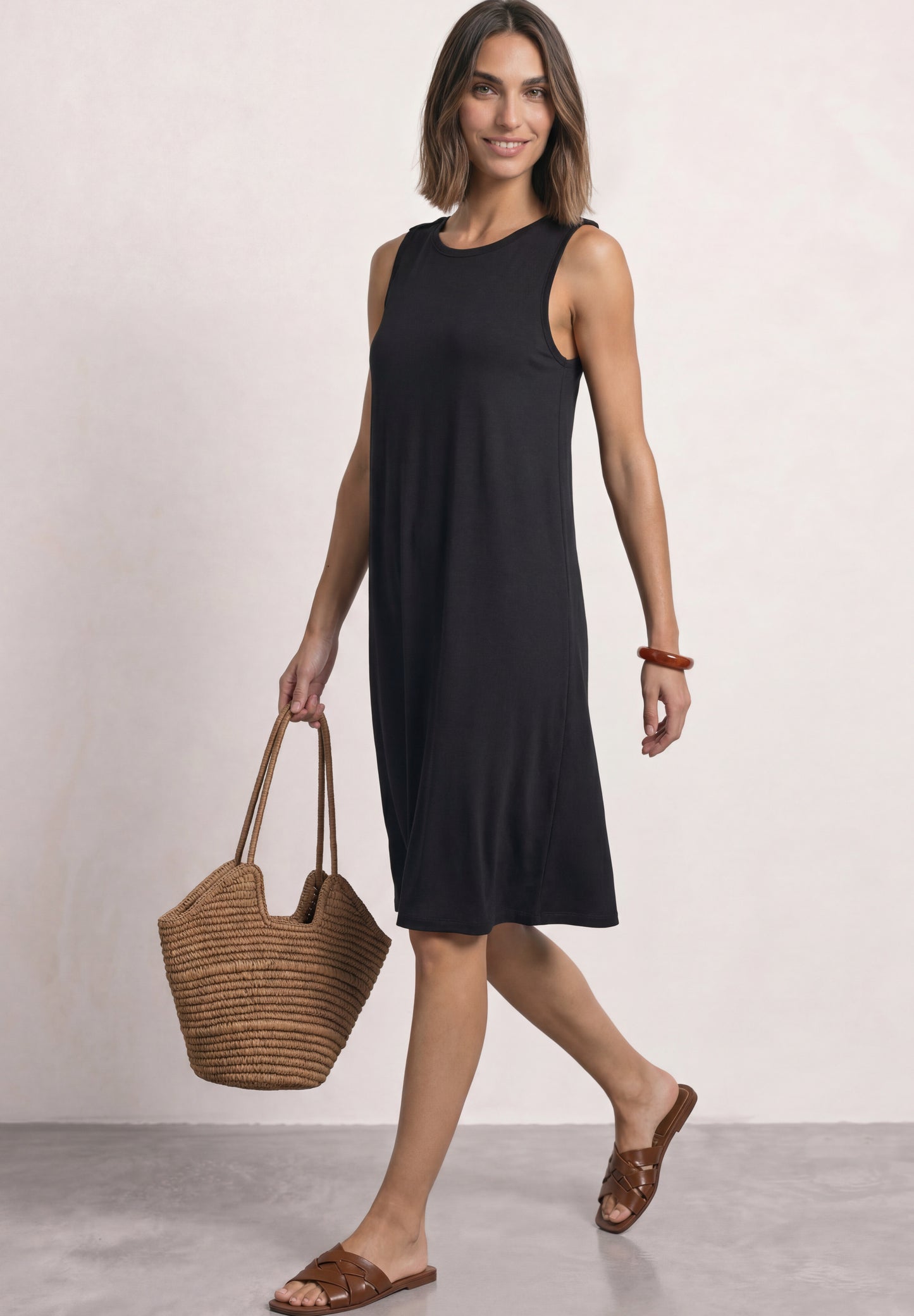 Street One - Damen Kleid mit Rundhals und Knopfdetail - Farbe: Black
