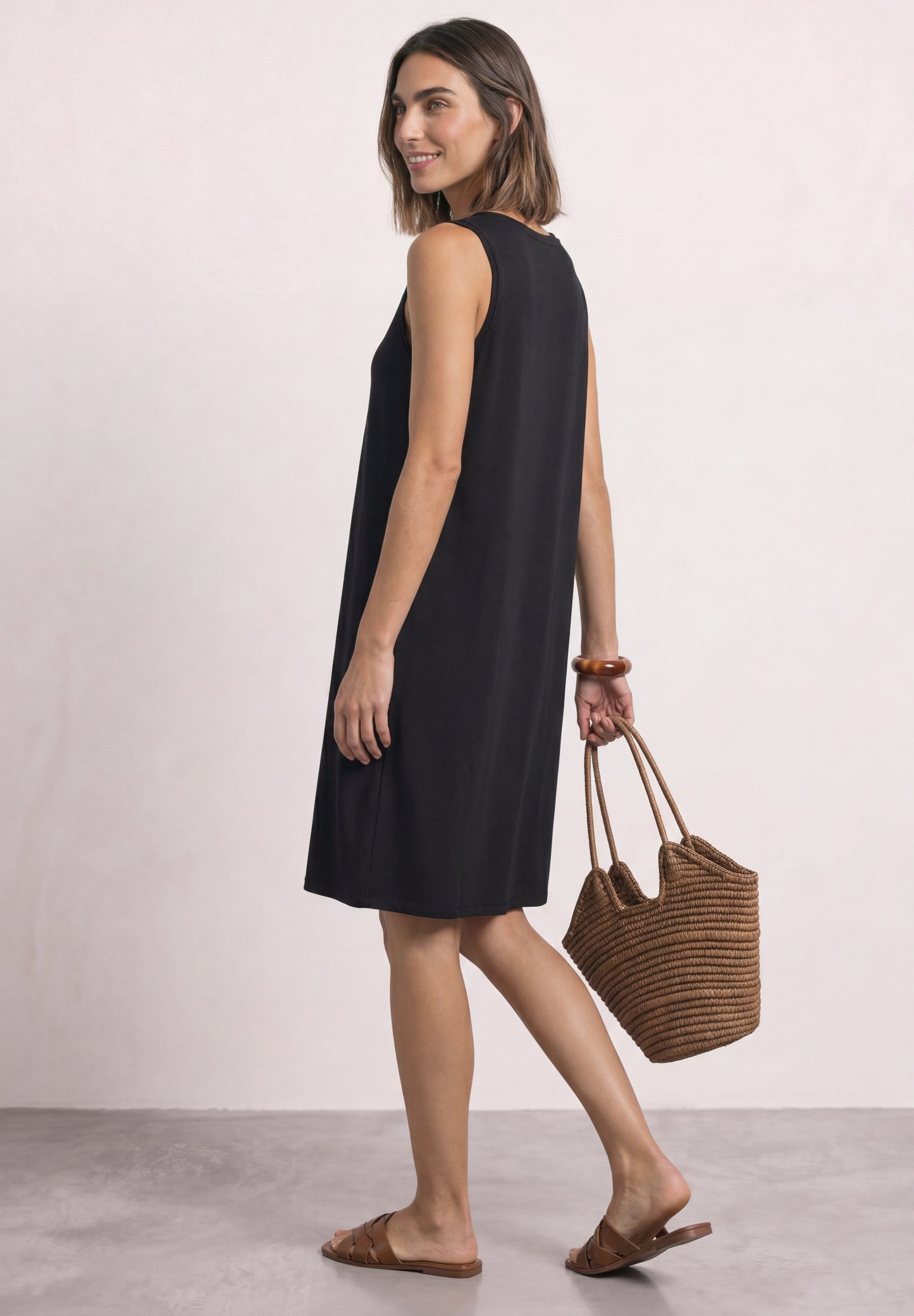 Street One - Damen Kleid mit Rundhals und Knopfdetail - Farbe: Black