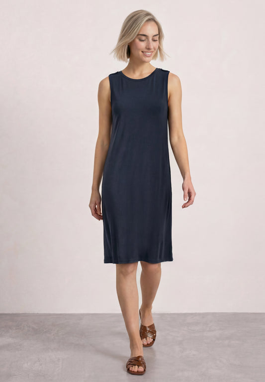 Street One - Damen Kleid mit Rundhals und Knopfdetail - Farbe: darkest blue