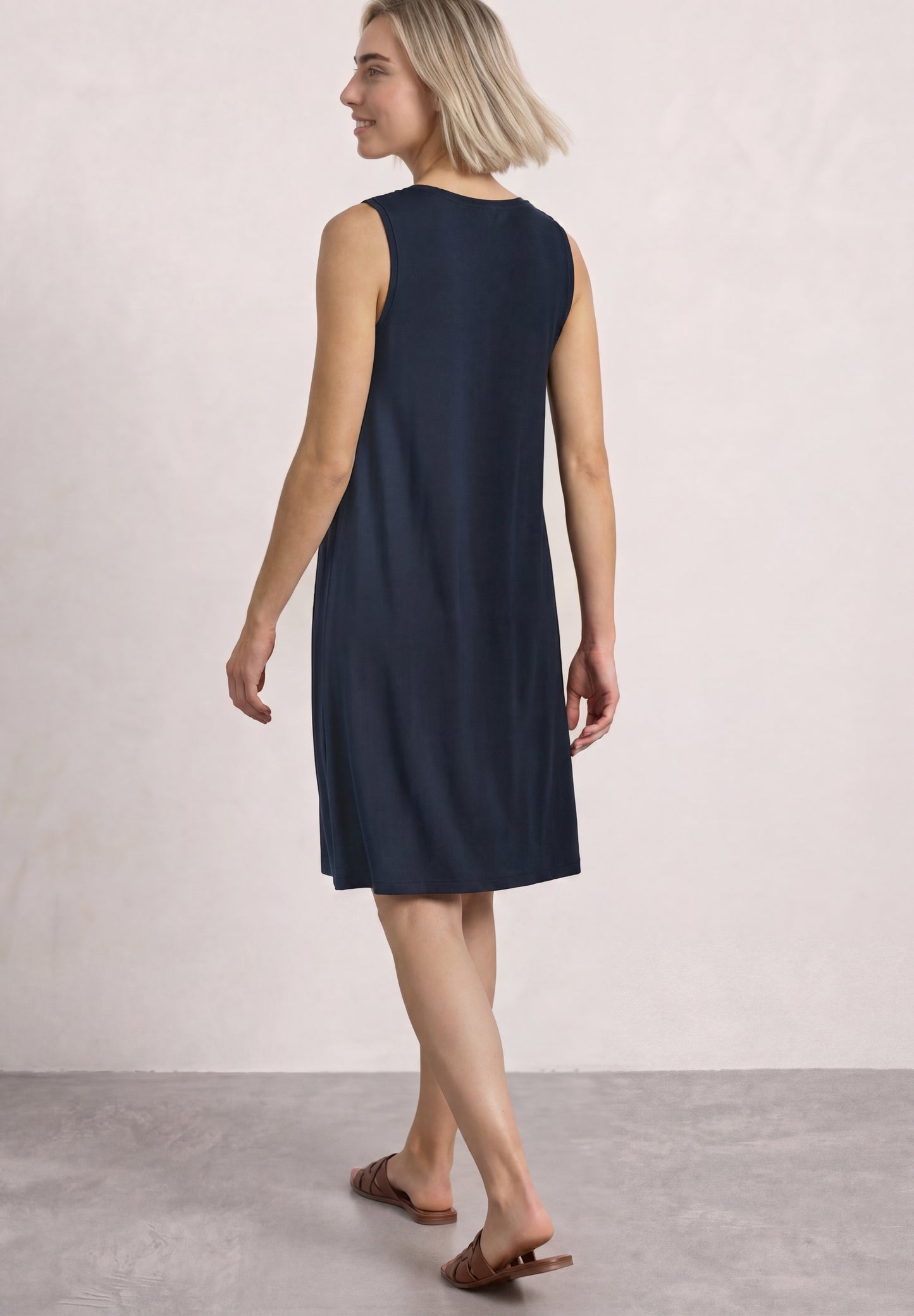 Street One - Damen Kleid mit Rundhals und Knopfdetail - Farbe: darkest blue