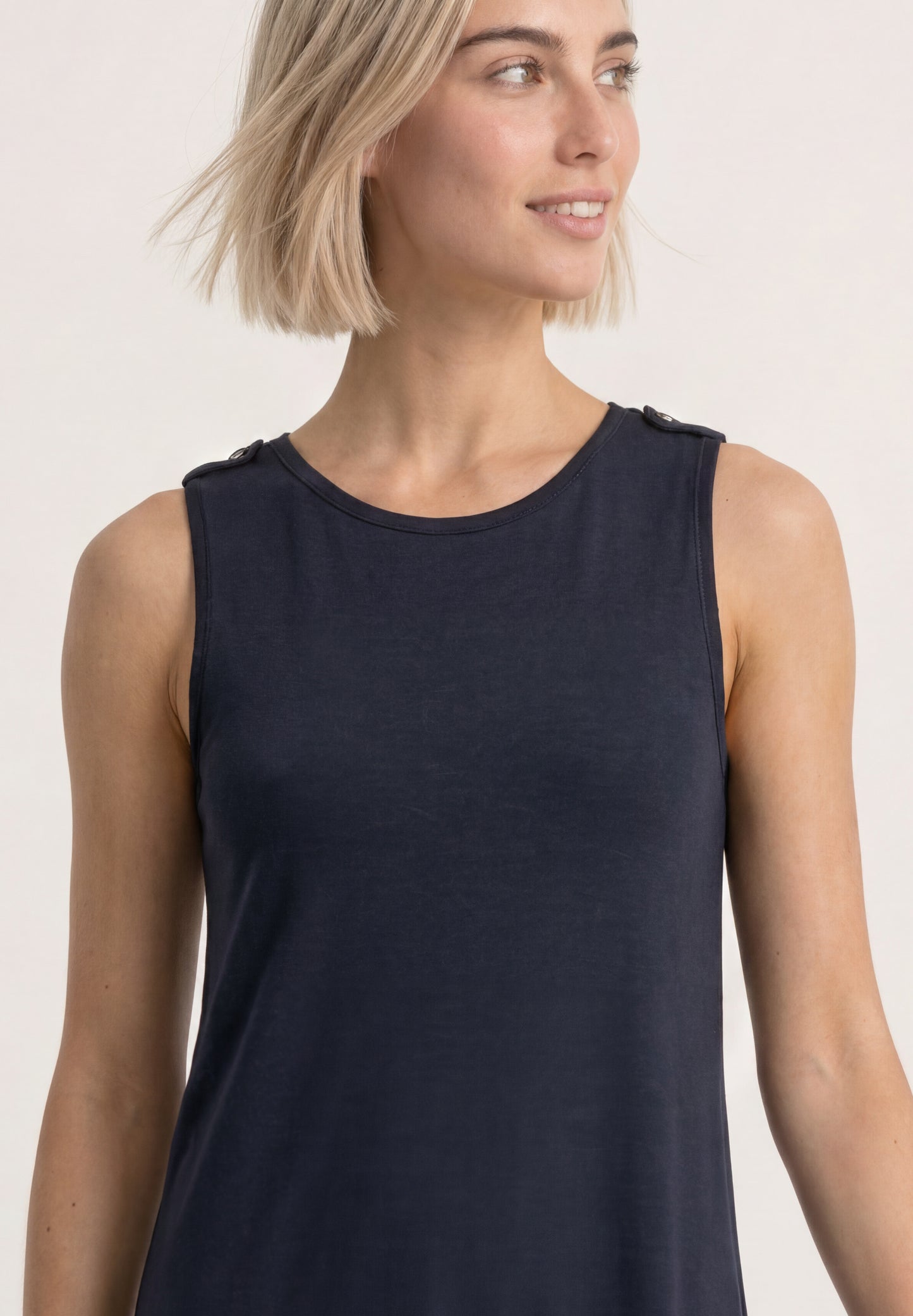 Street One - Damen Kleid mit Rundhals und Knopfdetail - Farbe: darkest blue