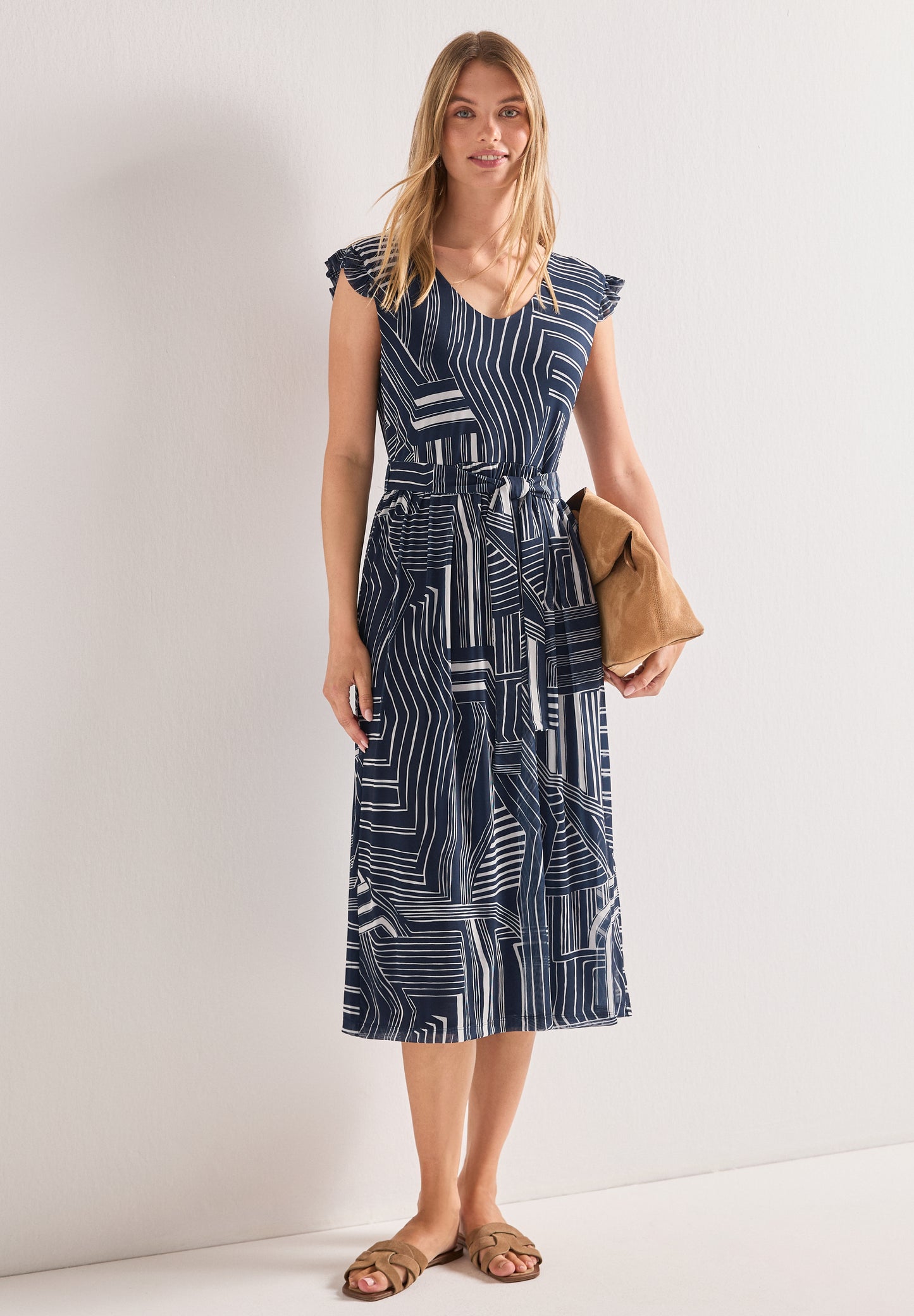 Street One - Midikleid aus Mesh mit Print - Farbe: darkest blue