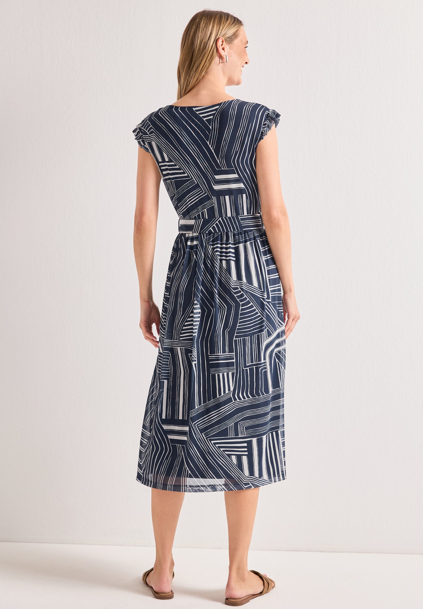 Street One - Midikleid aus Mesh mit Print - Farbe: darkest blue