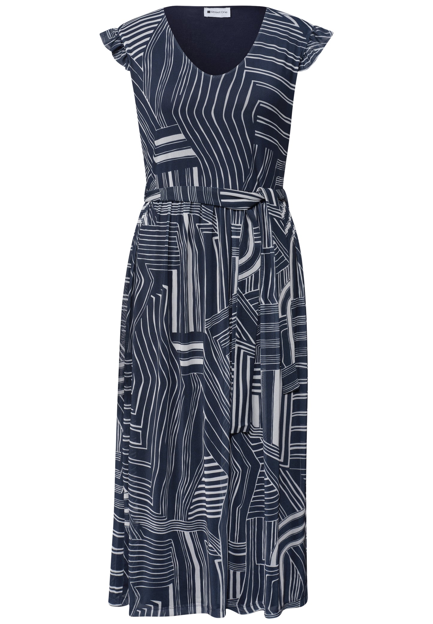 Street One - Midikleid aus Mesh mit Print - Farbe: darkest blue