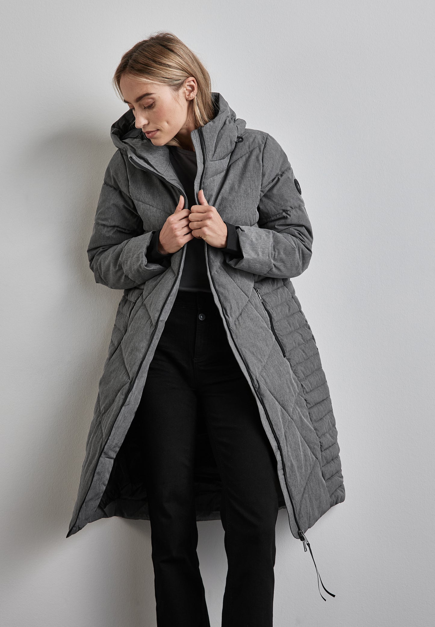 Street One Lange Teflon-Jacke – Farbe: frostgrau meliert