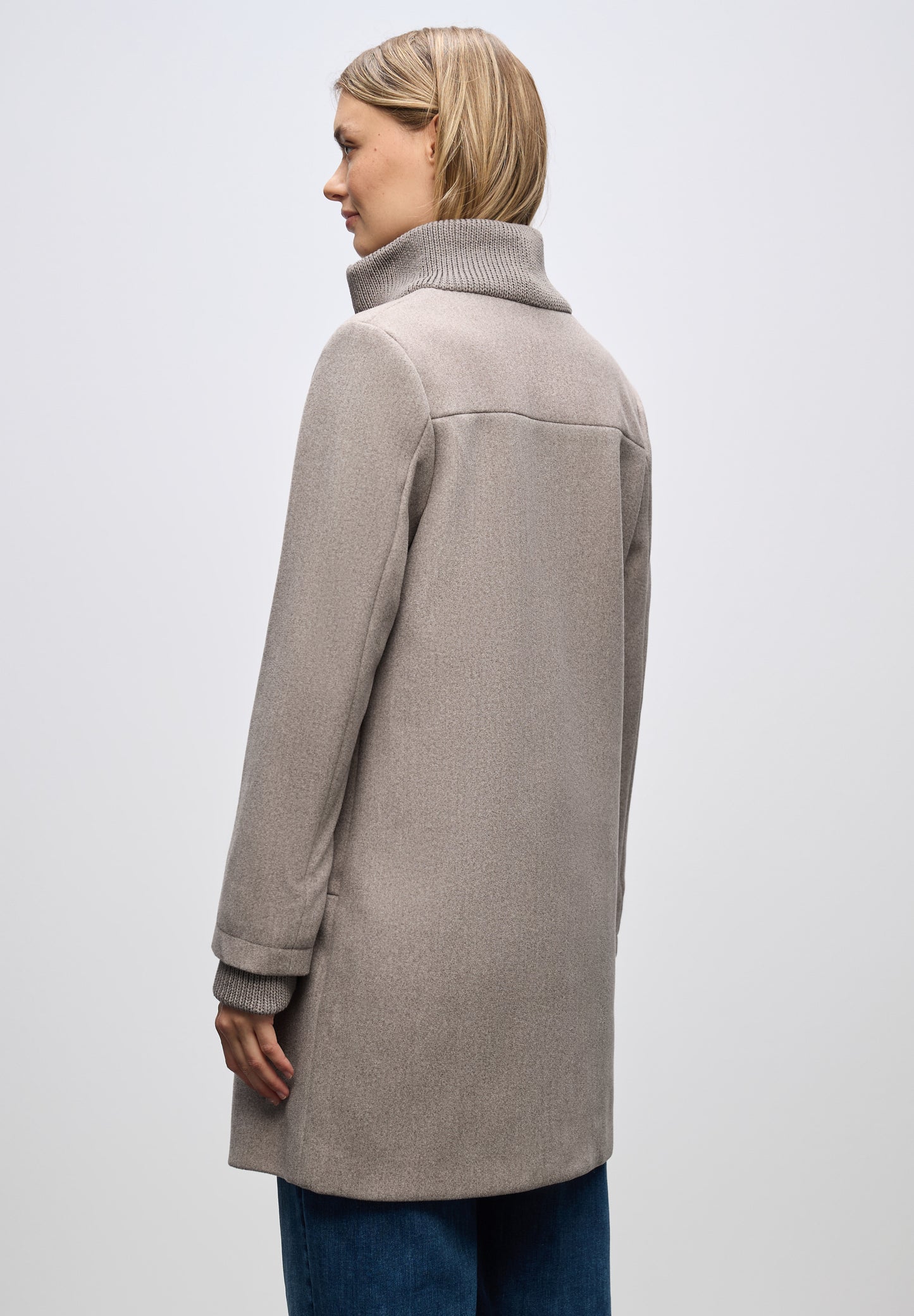 Street One Mantel mit Strickdetails - Farbe: Sandy Mocca Mel.