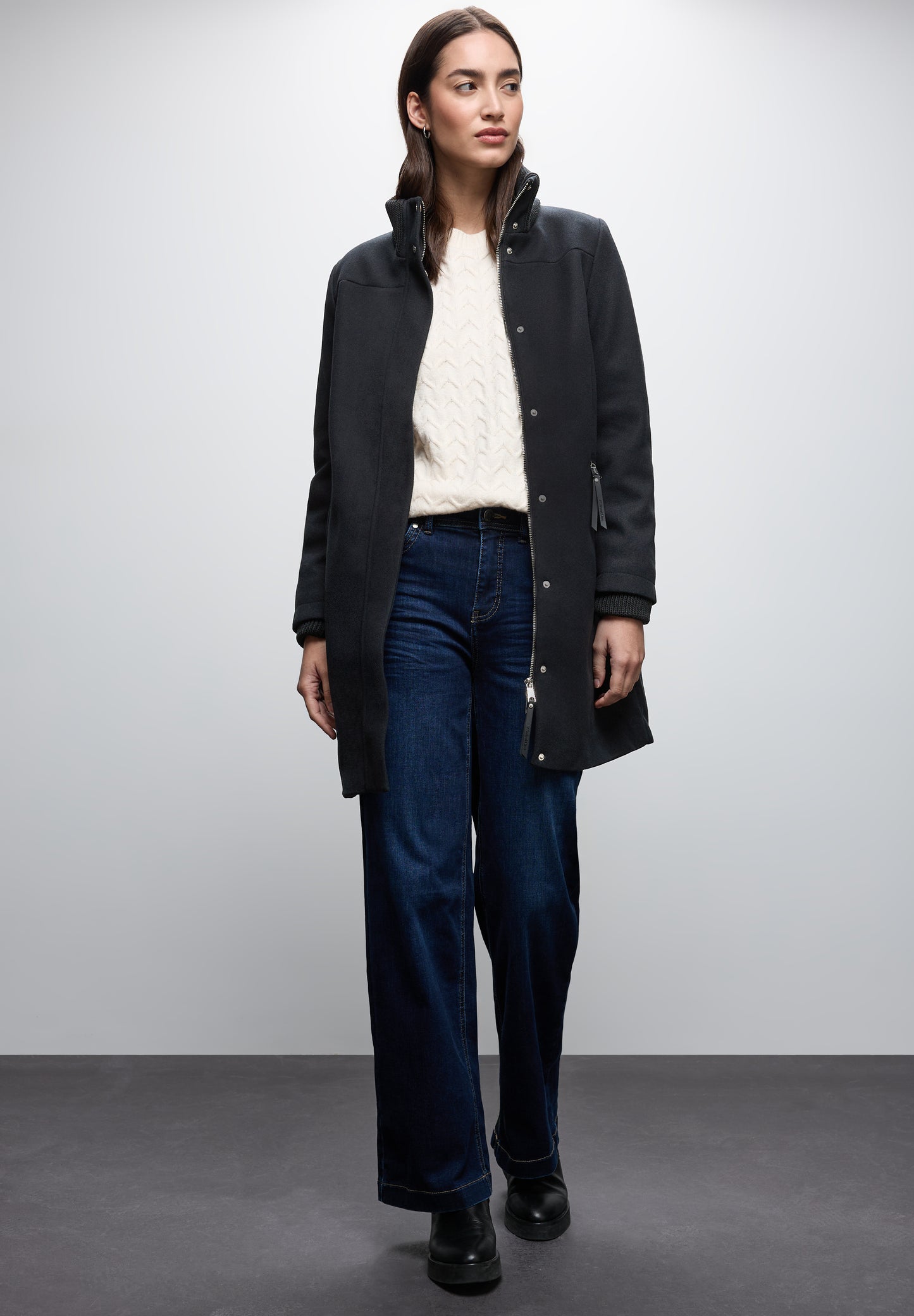 Street One Mantel mit Strickdetails - Farbe: Obsidian Blue