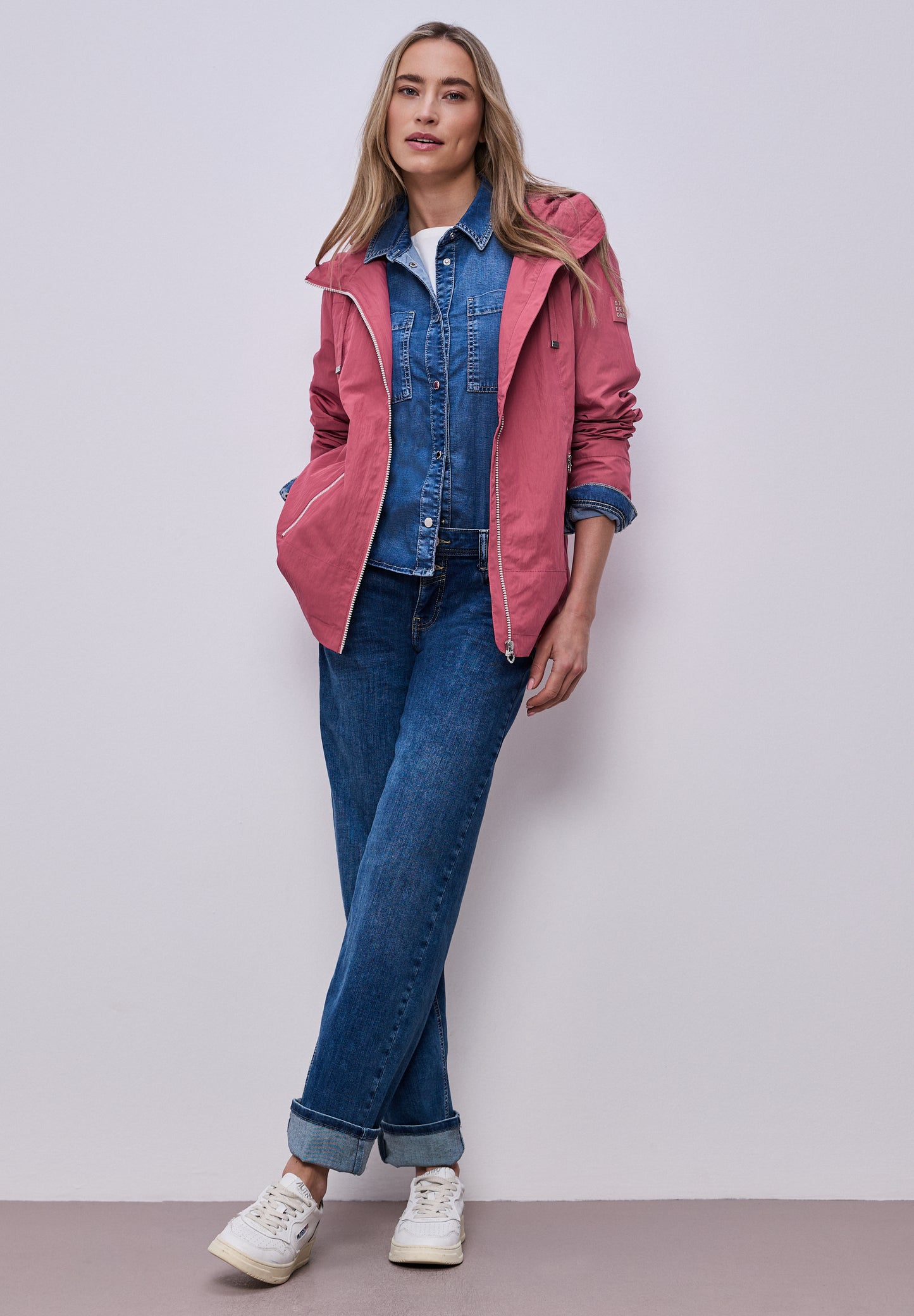 Street One - Jacke mit Kapuze und Zipper - Farbe: desert berry