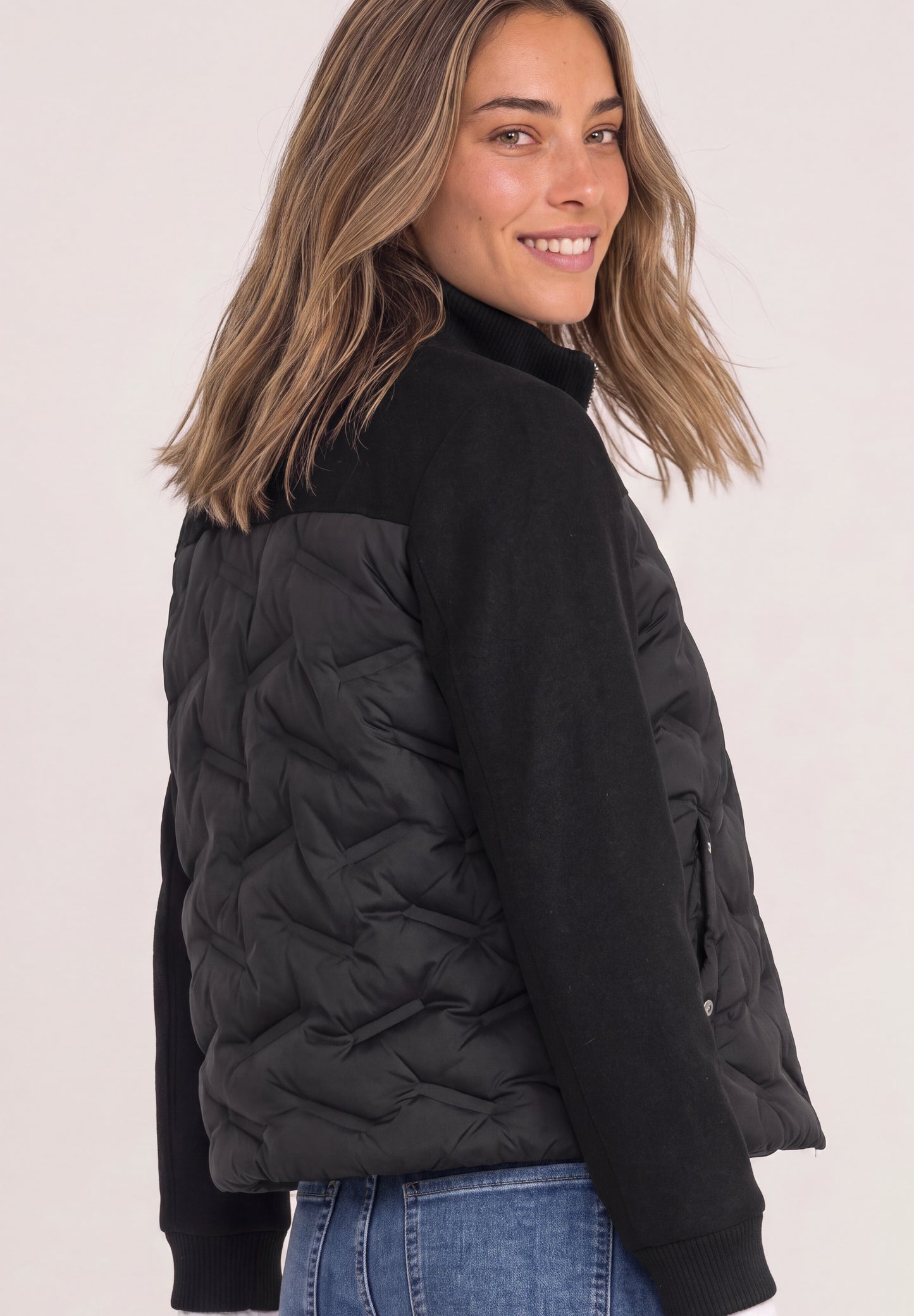 Street One - Strukturmix Jacke mit geklebter Steppung - Farbe: Black