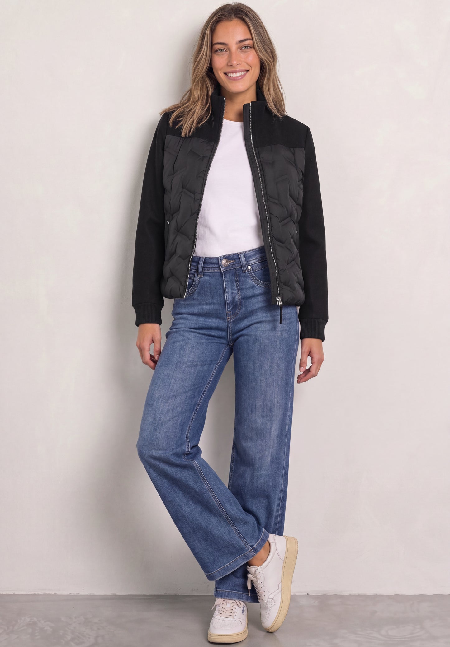 Street One - Strukturmix Jacke mit geklebter Steppung - Farbe: Black