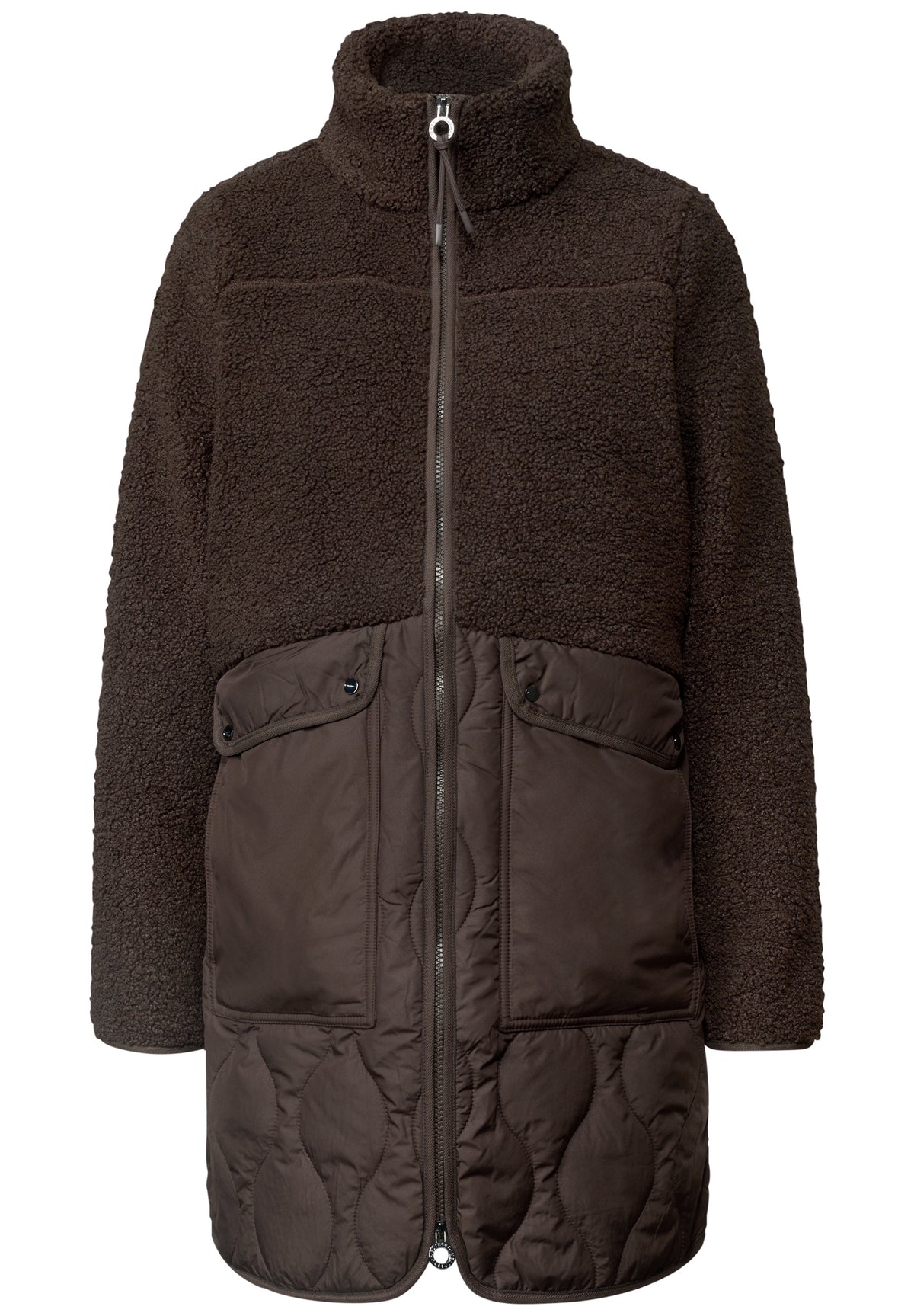 Street One - Mantel Jacke mit Strukturmix und Stehkragen - Farbe: auburn brown