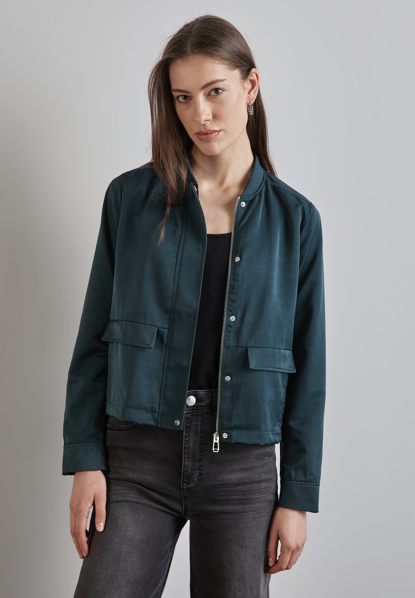 Street One Satin-Blouson - Farbe: cool vintage green