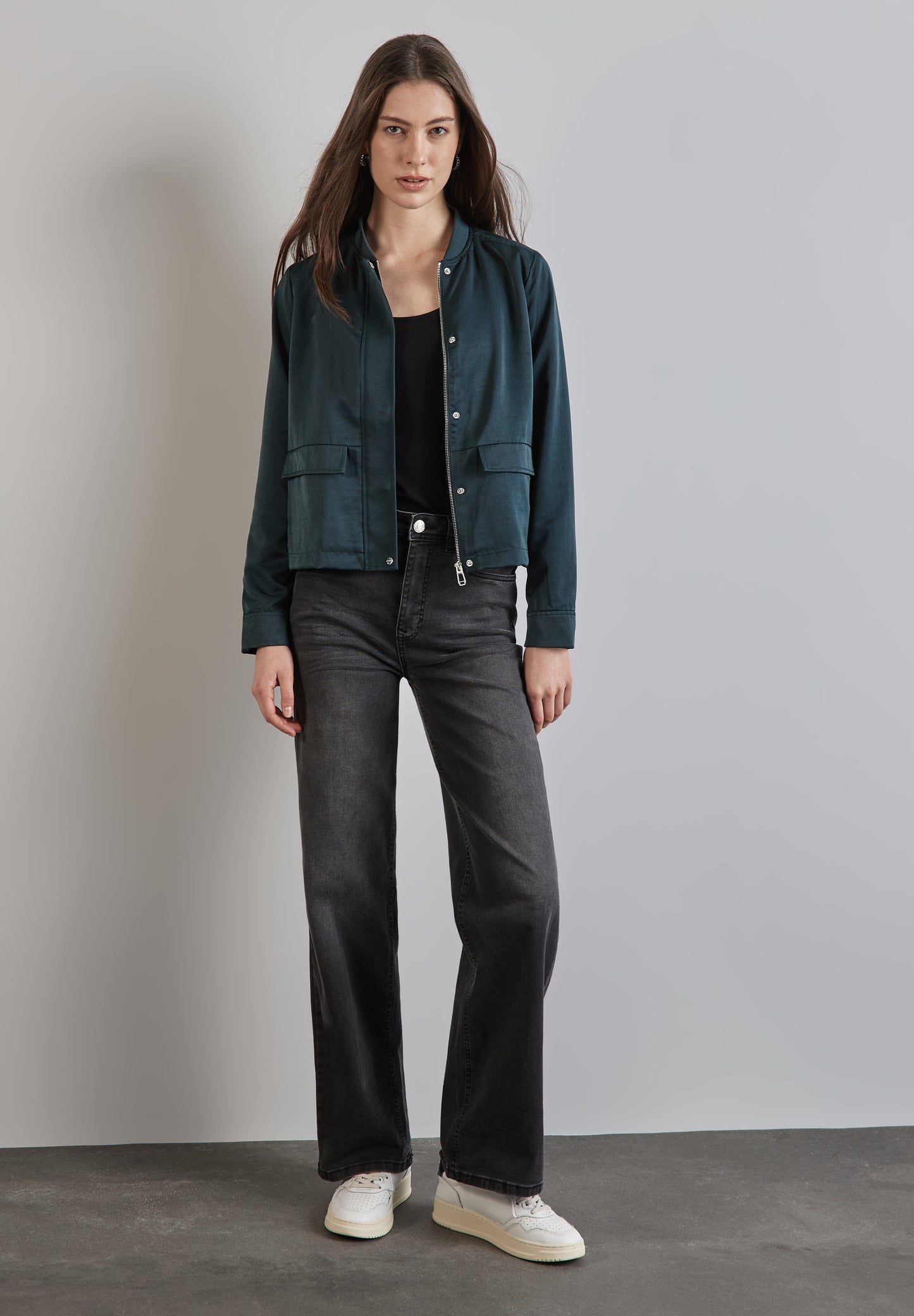 Street One Satin-Blouson - Farbe: cool vintage green