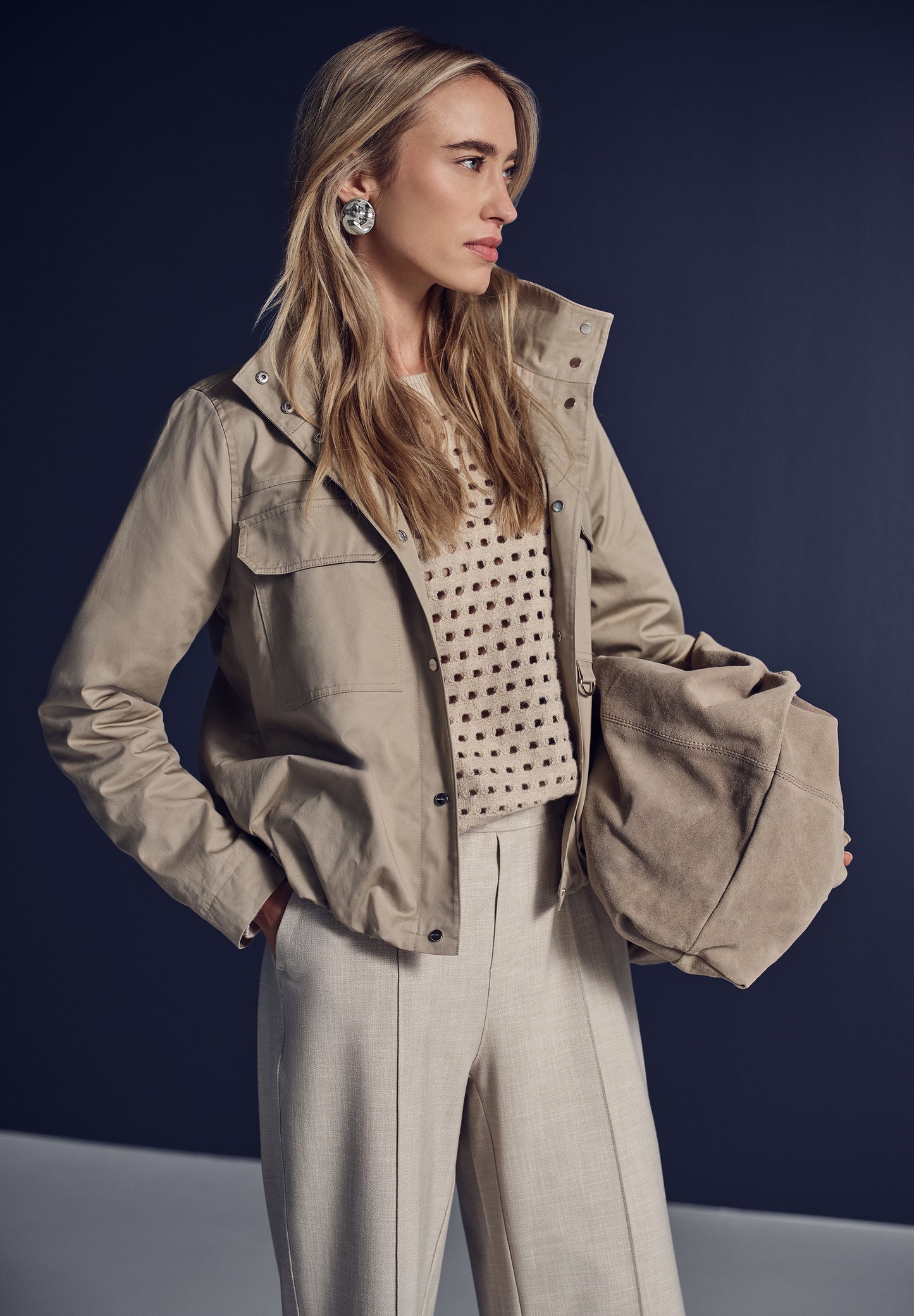 Street One Kurze Jacke mit Stehkragen - Farbe: safari beige