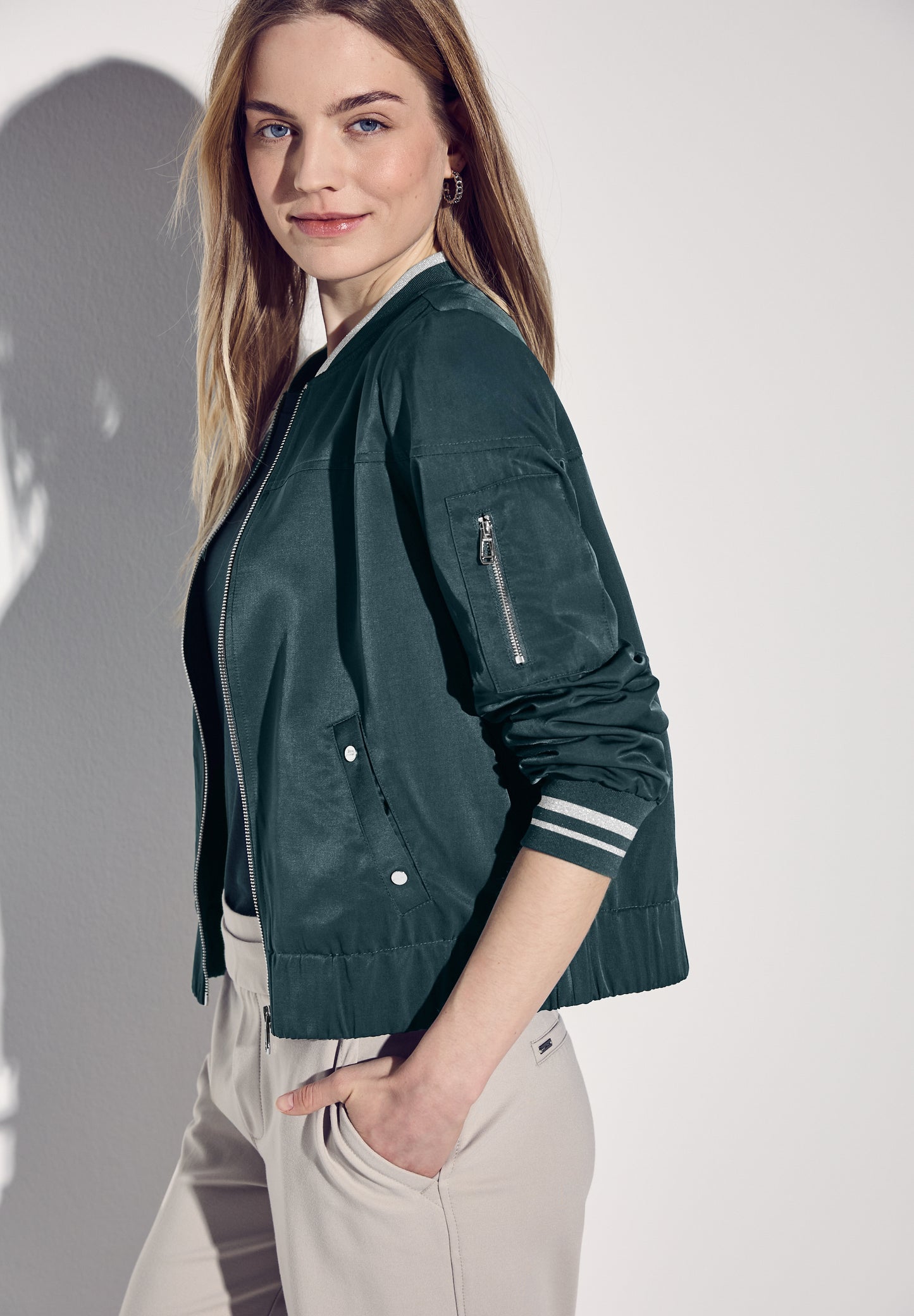 Street One Satin Blouson - Farbe: hunter green